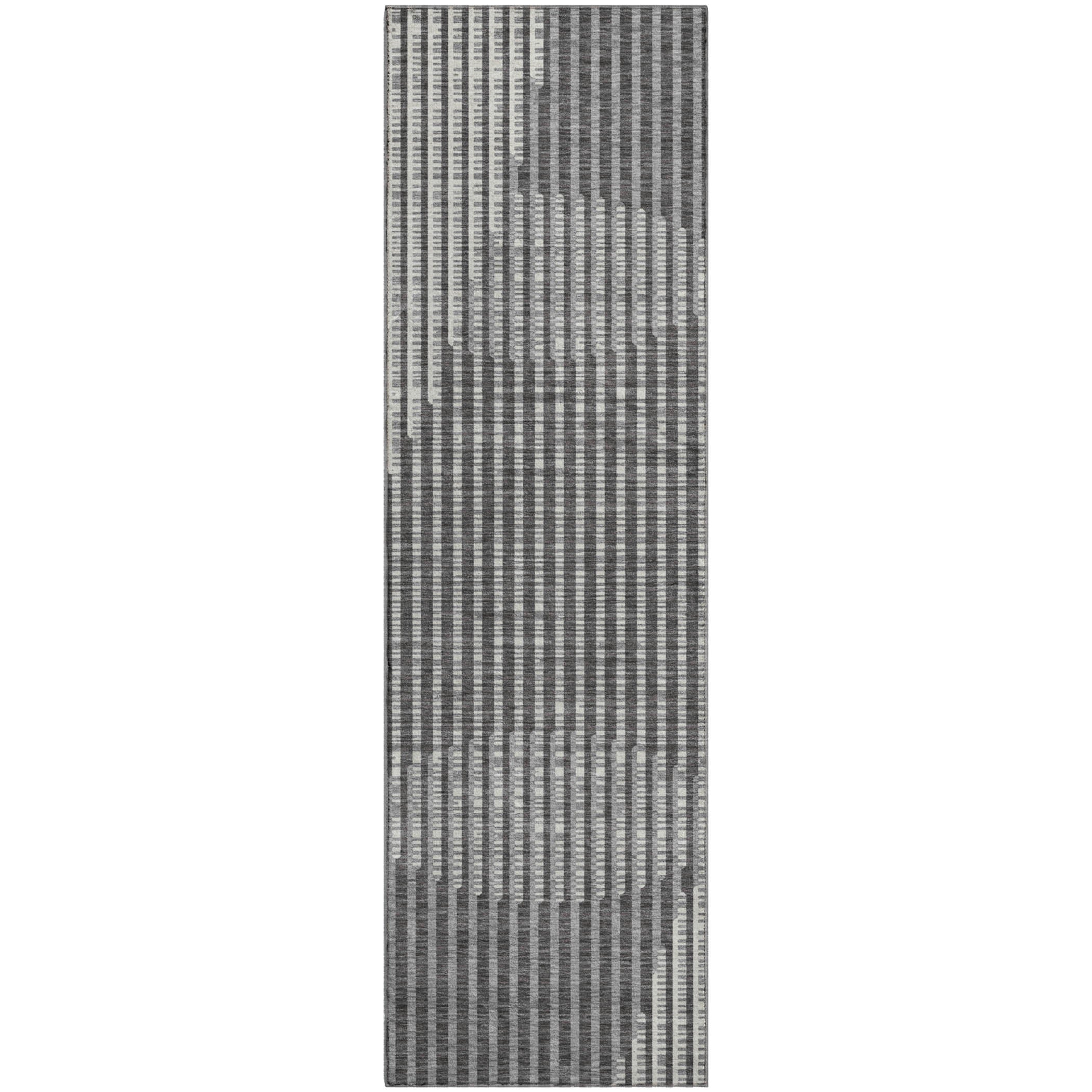 Reykjavik Machine Washable Transitional Charcoal Gray Rug 2'3" x 7'6" #shape_Runner