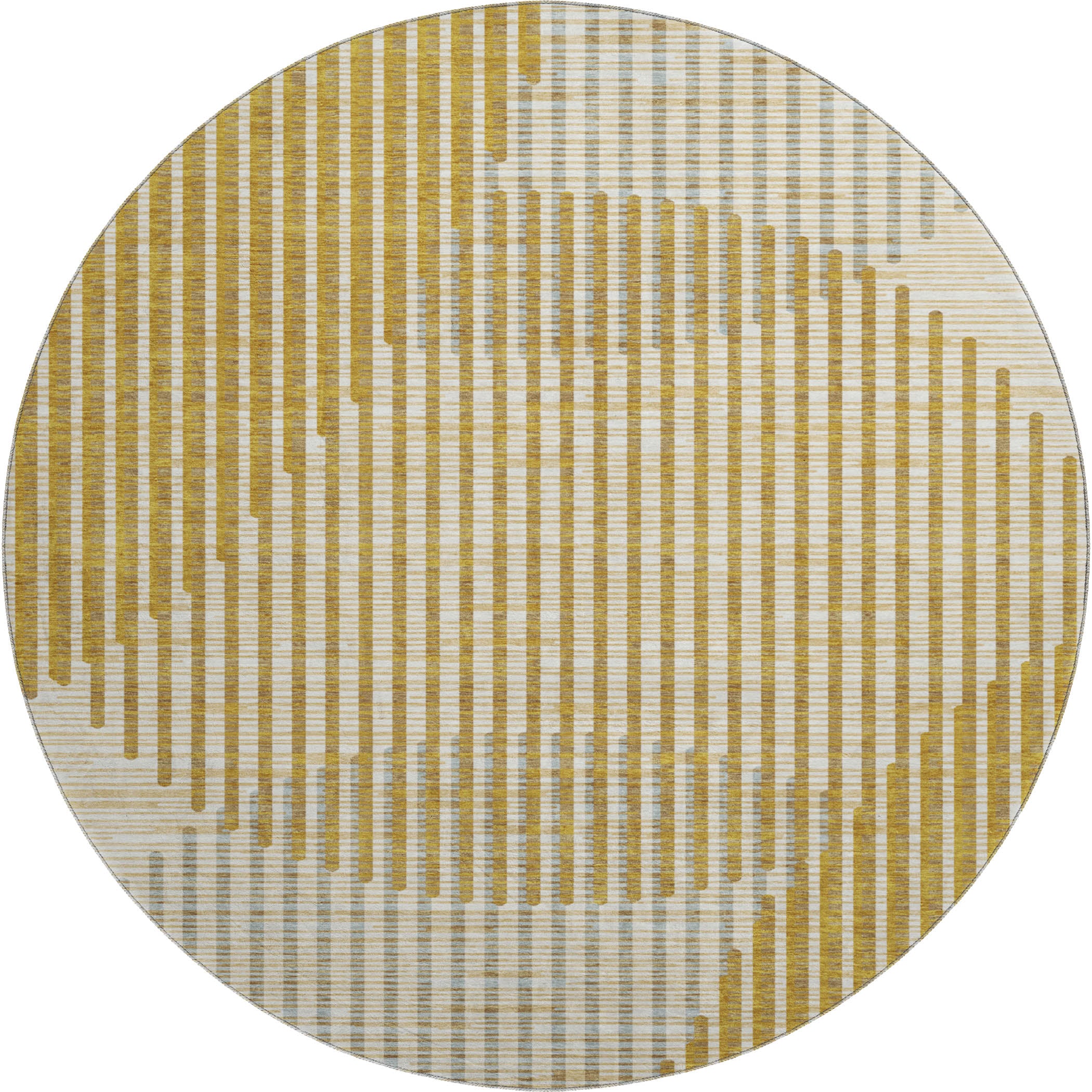 Reykjavik Machine Washable Transitional Gold Rug 8' x 8' #shape_Round