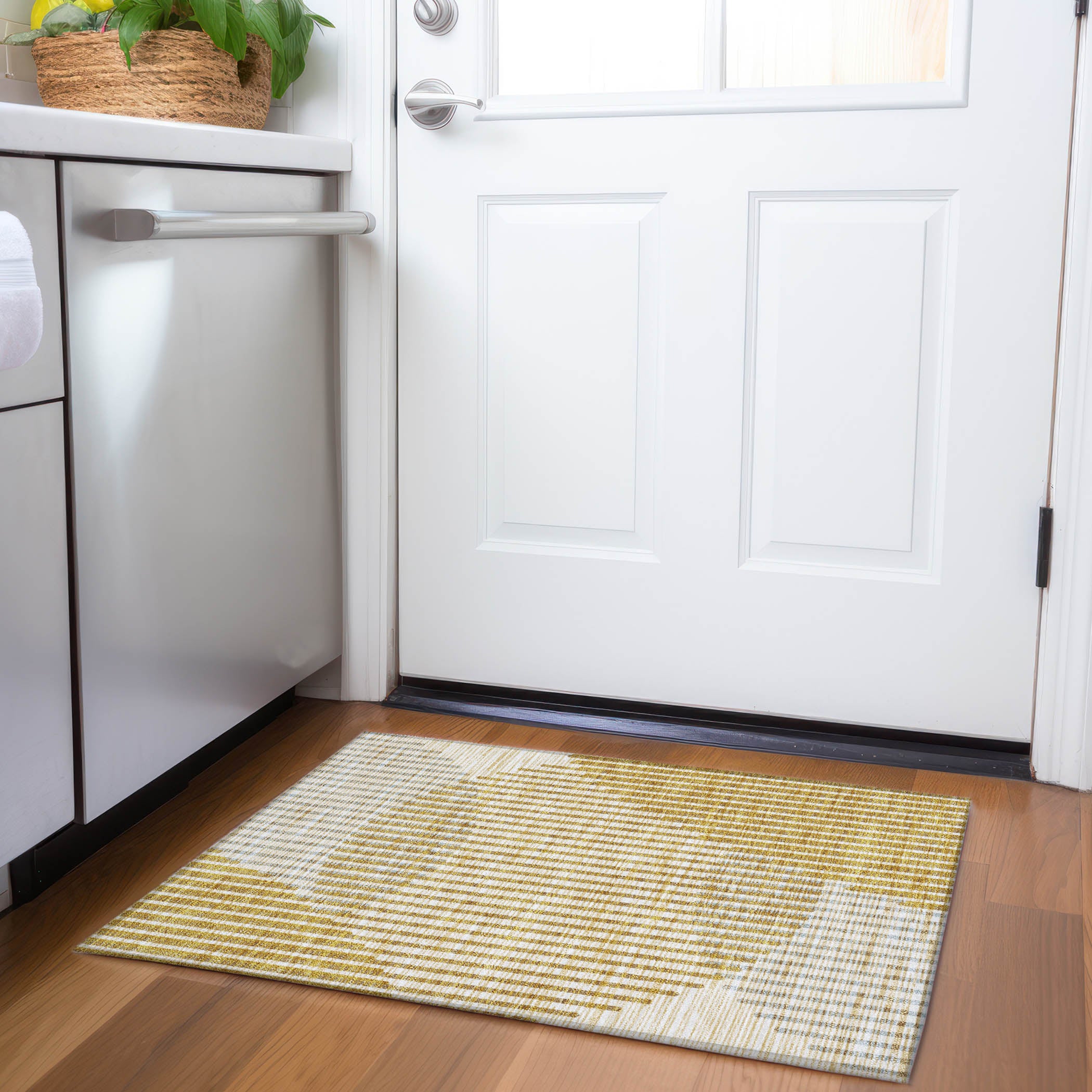 Reykjavik Machine Washable Transitional Gold Rug 1'8" x 2'6" #shape_Rectangle