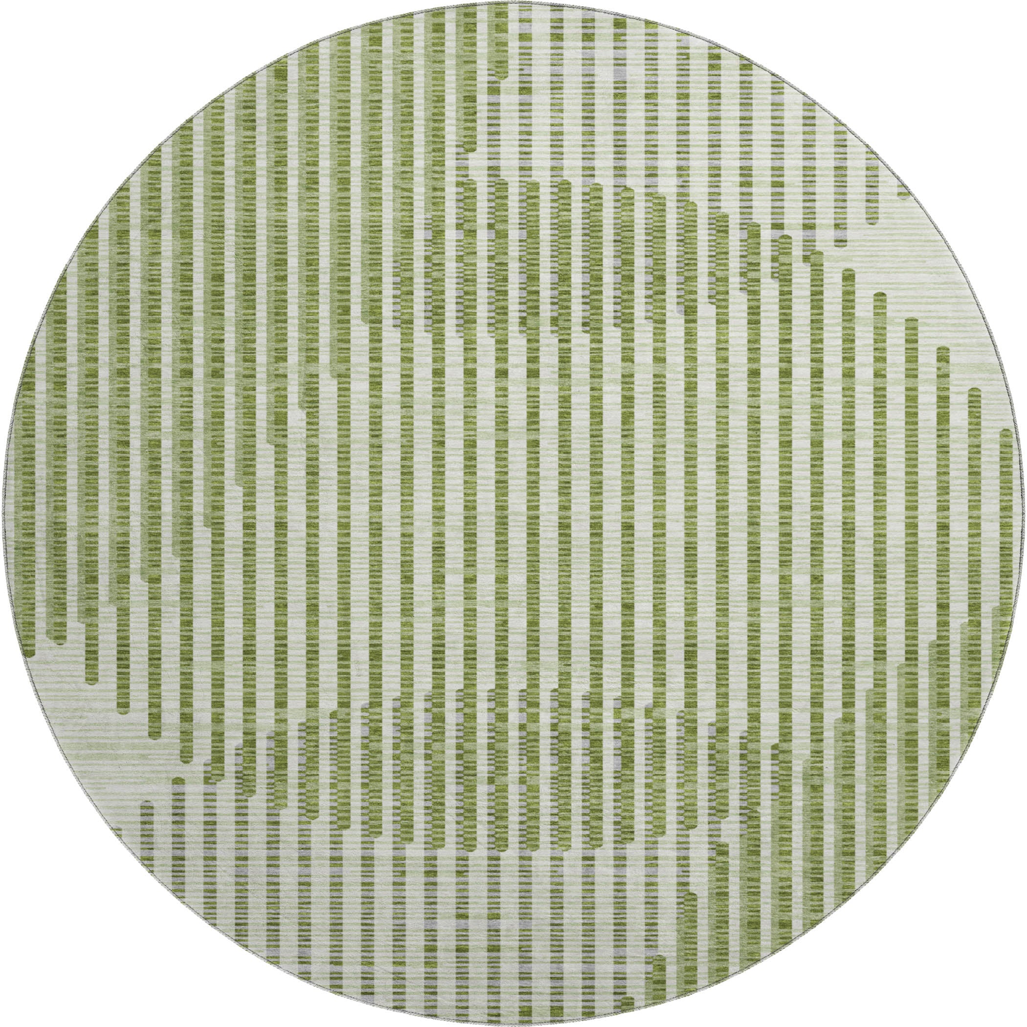 Reykjavik Machine Washable Transitional Green Rug 8' x 8' #shape_Round