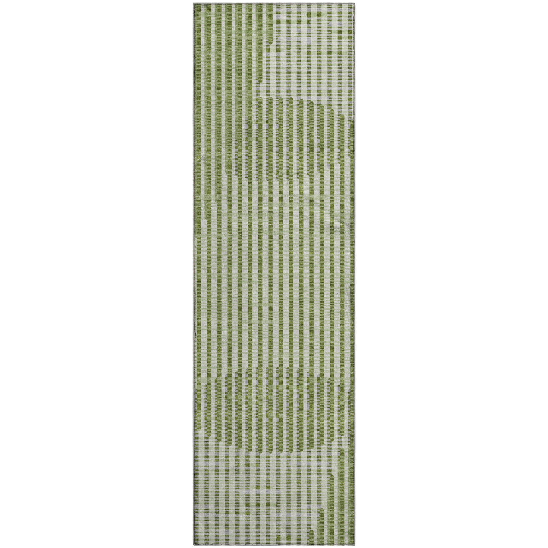 Reykjavik Machine Washable Transitional Green Rug 2'3" x 7'6" #shape_Runner
