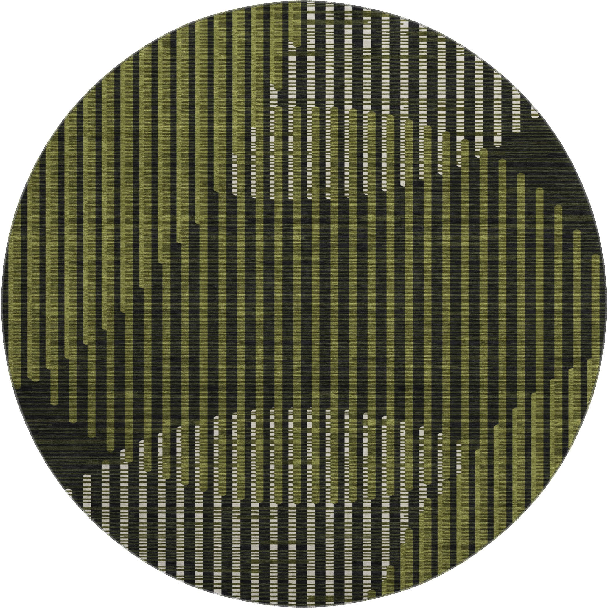 Reykjavik Machine Washable Transitional Olive Green Rug 8' x 8' #shape_Round