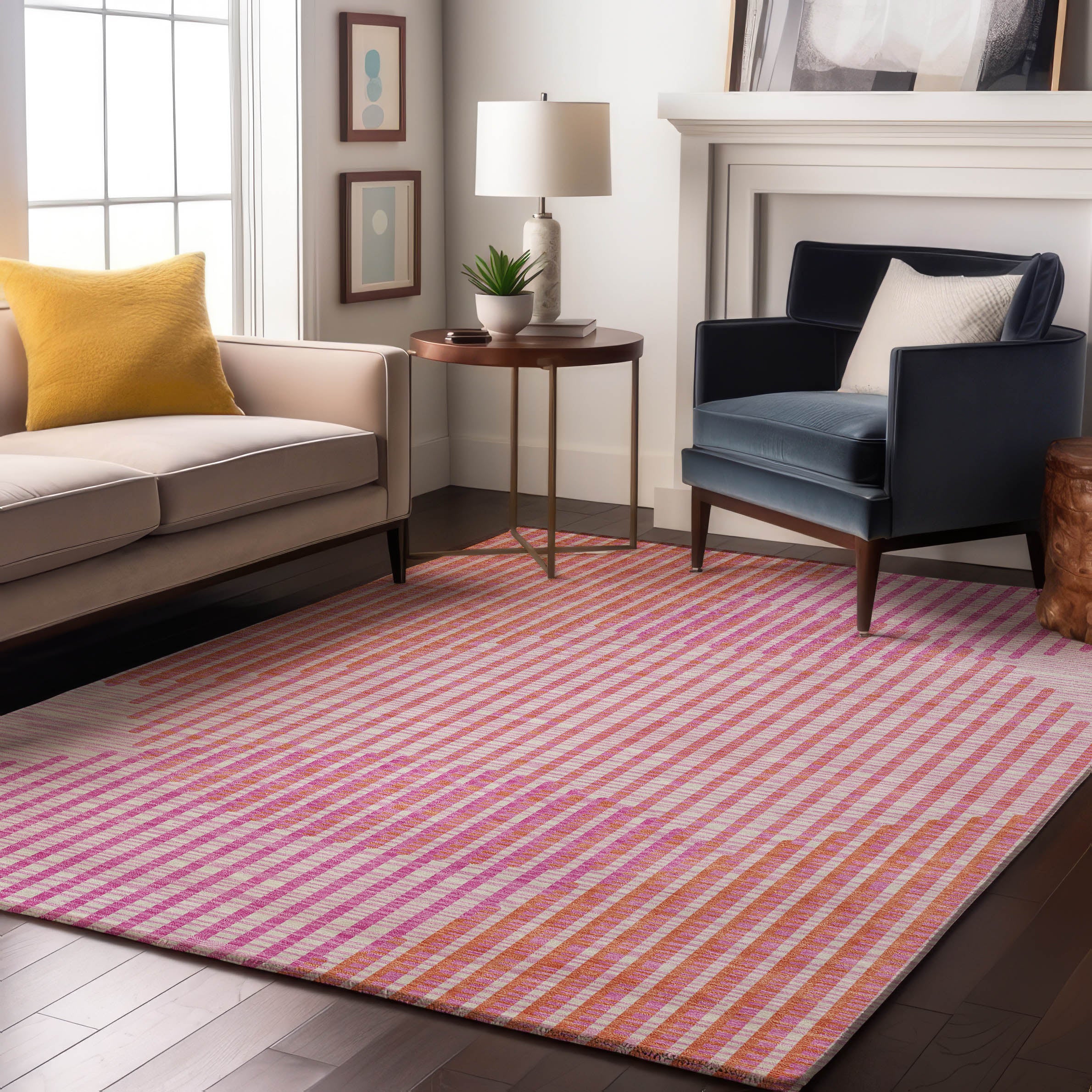 Reykjavik Machine Washable Transitional Pink Rug 2'6" x 3'10" #shape_Rectangle