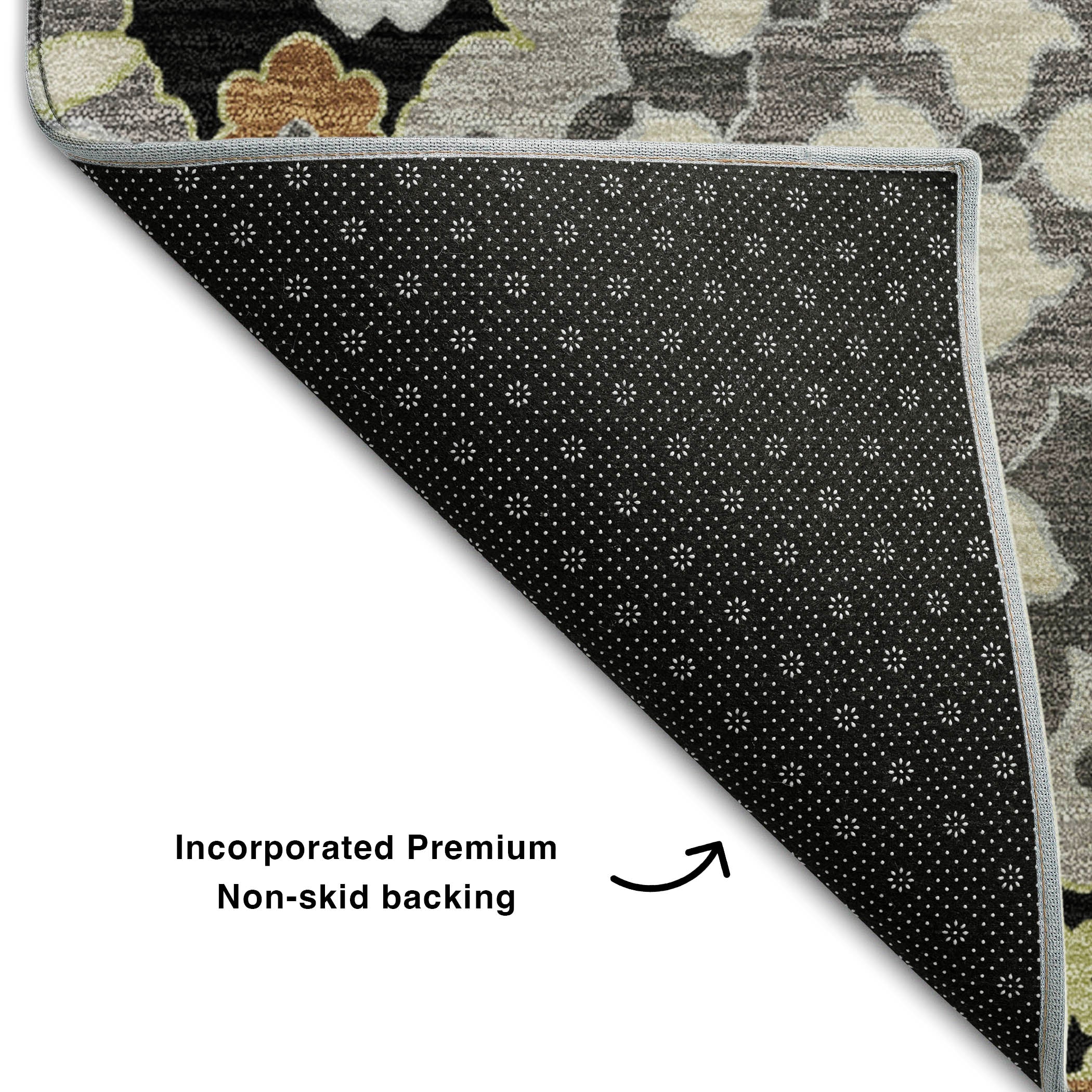 Lucerne Machine Washable Traditional Black Rug 1'8" x 2'6" #shape_Rectangle