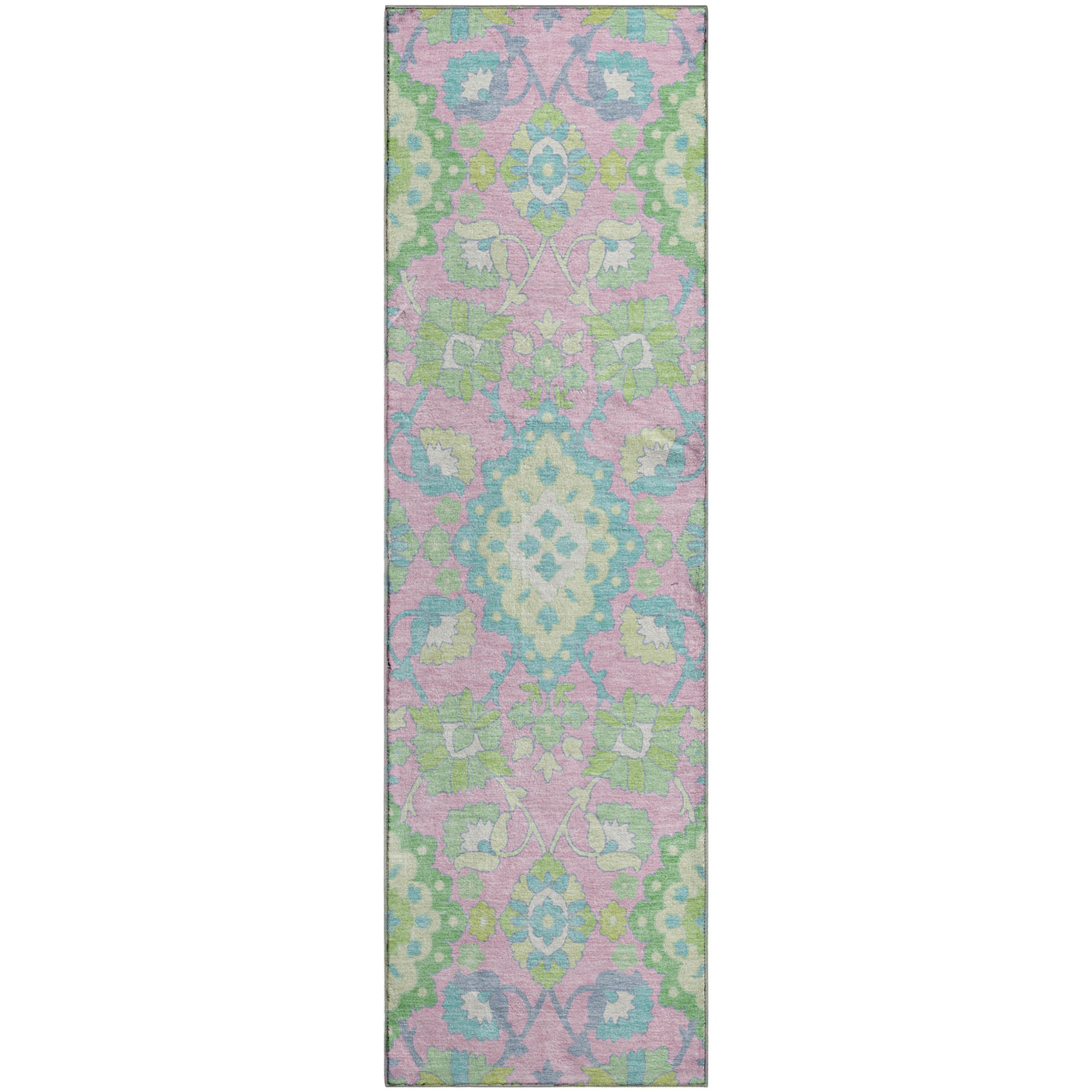 Lucerne Machine Washable Traditional Pink Rug 2'3" x 7'6" #shape_Runner