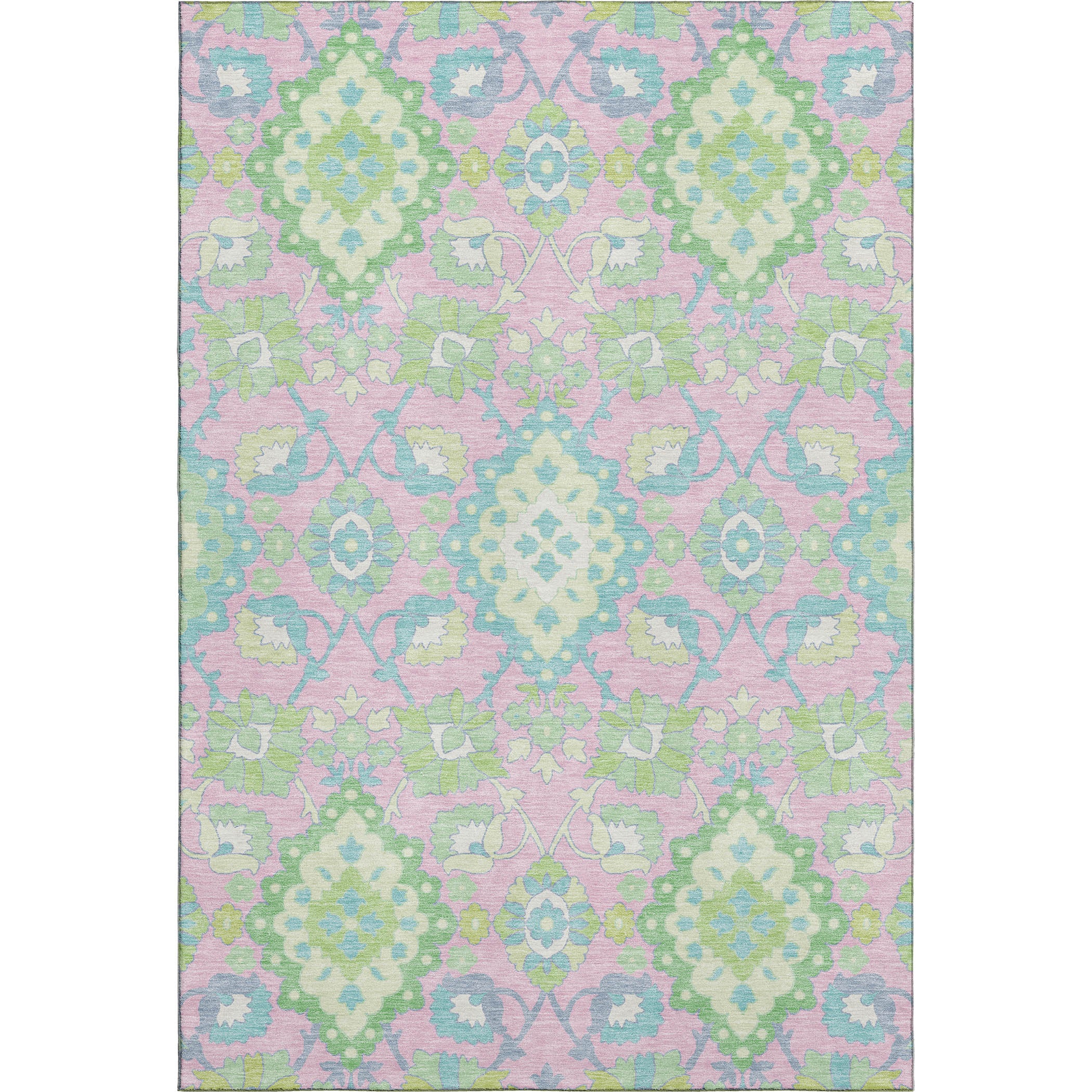 Lucerne Machine Washable Traditional Pink Rug 2'6" x 3'10" #shape_Rectangle