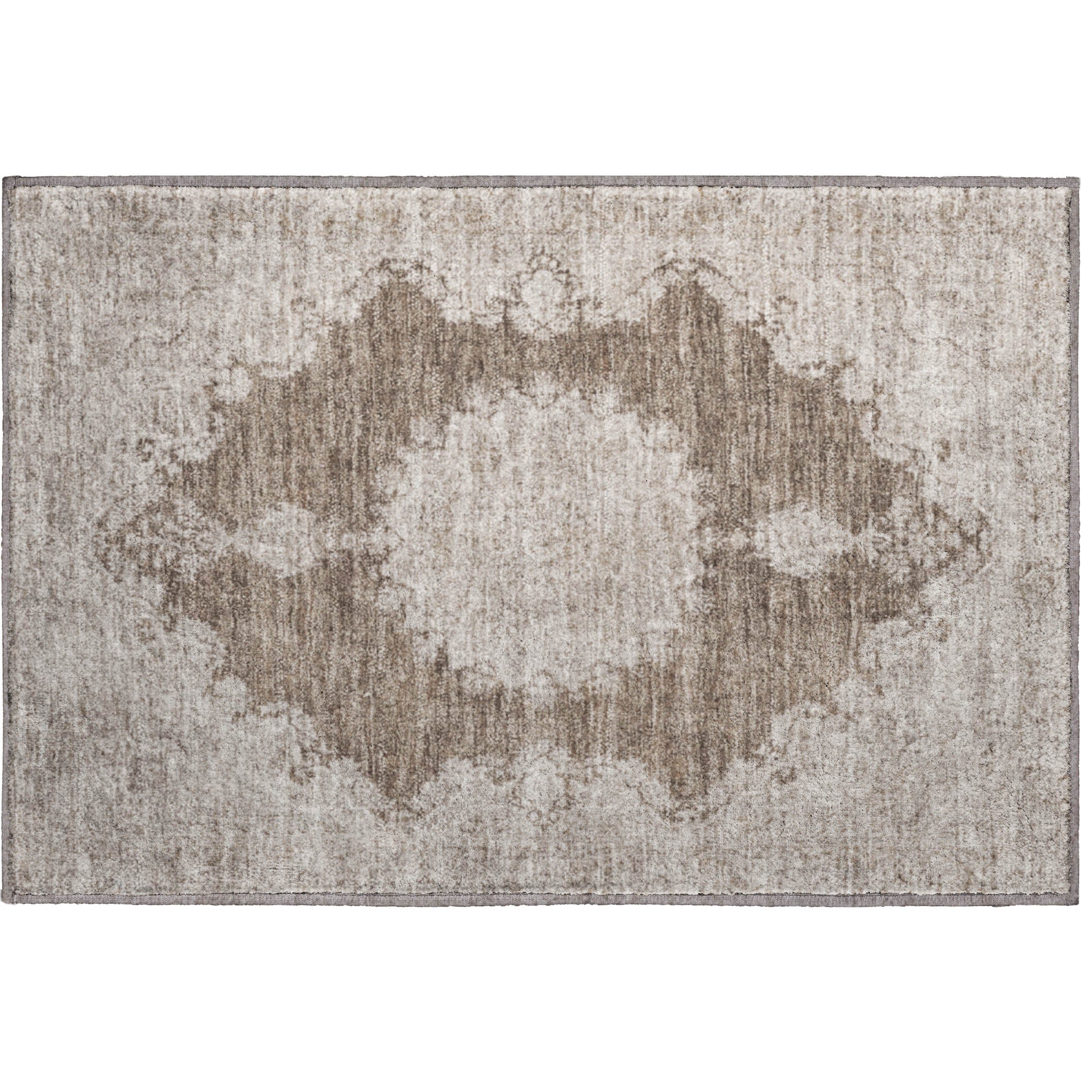 Queenstown Machine Washable Traditional Brown Rug 1'8" x 2'6" #shape_Rectangle