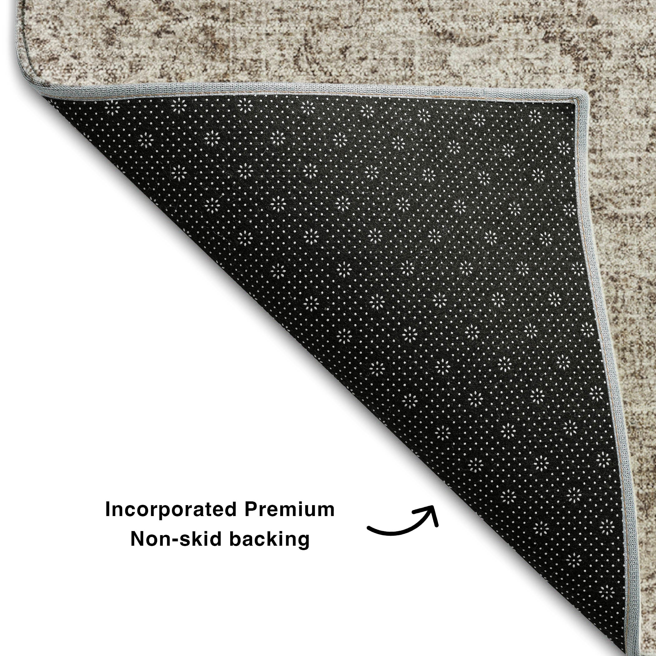 Queenstown Machine Washable Traditional Brown Rug 1'8" x 2'6" #shape_Rectangle