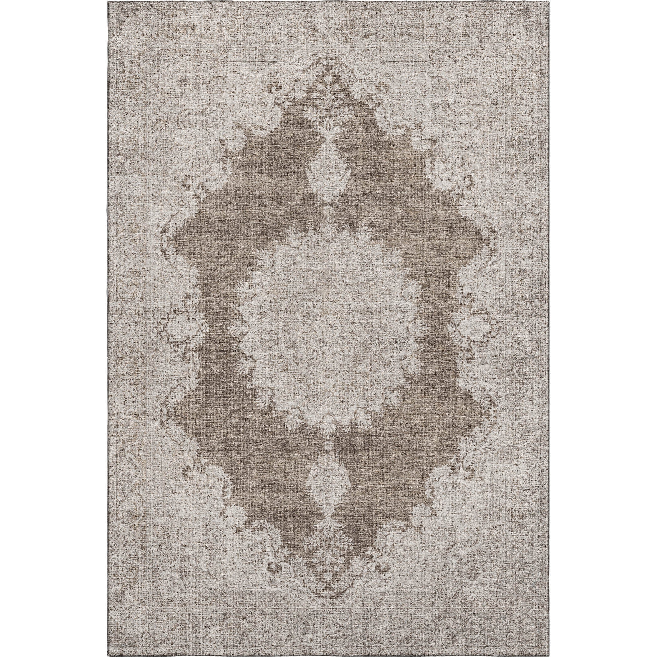 Queenstown Machine Washable Traditional Brown Rug 2'6" x 3'10" #shape_Rectangle