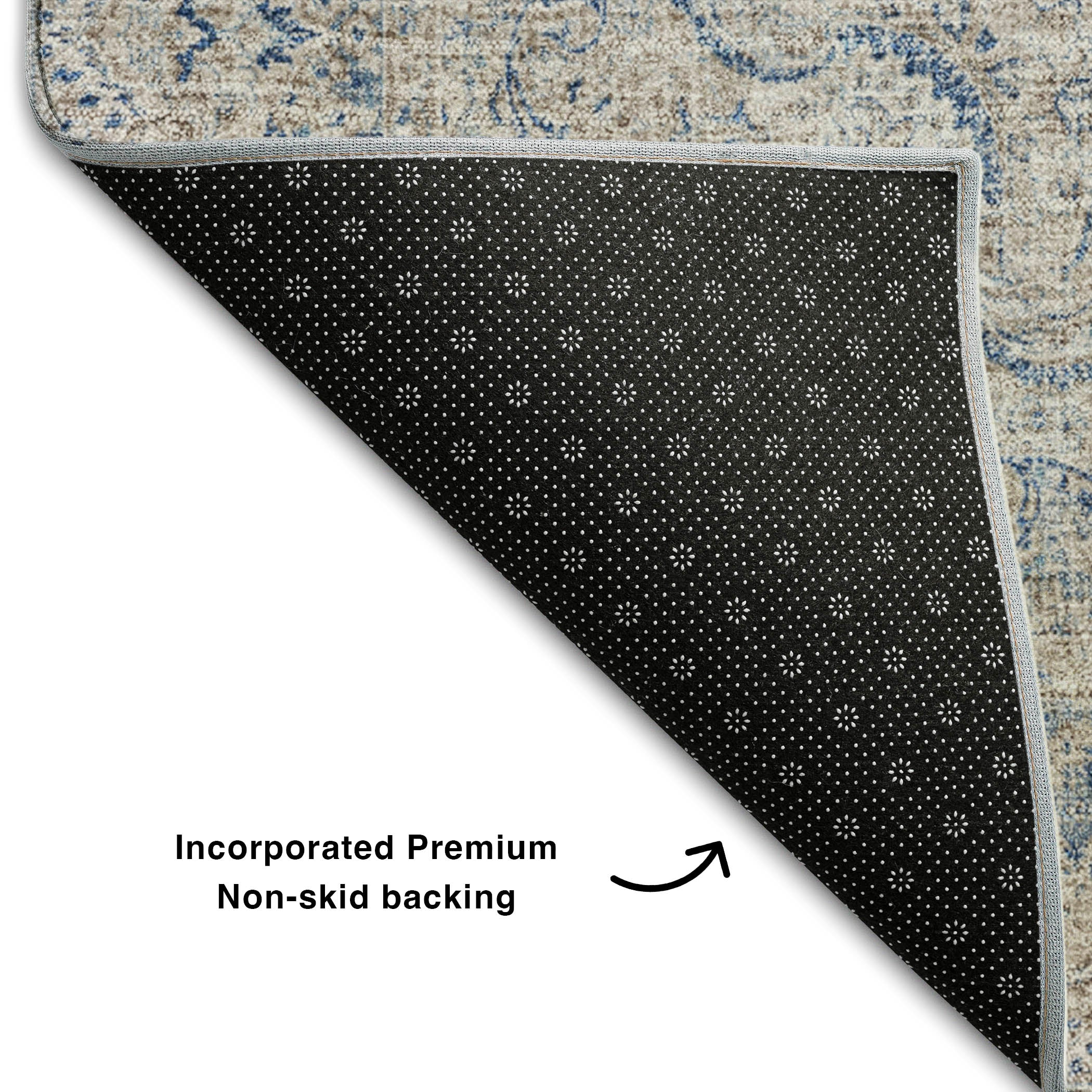 Queenstown Machine Washable Traditional Navy Blue Rug 1'8" x 2'6" #shape_Rectangle