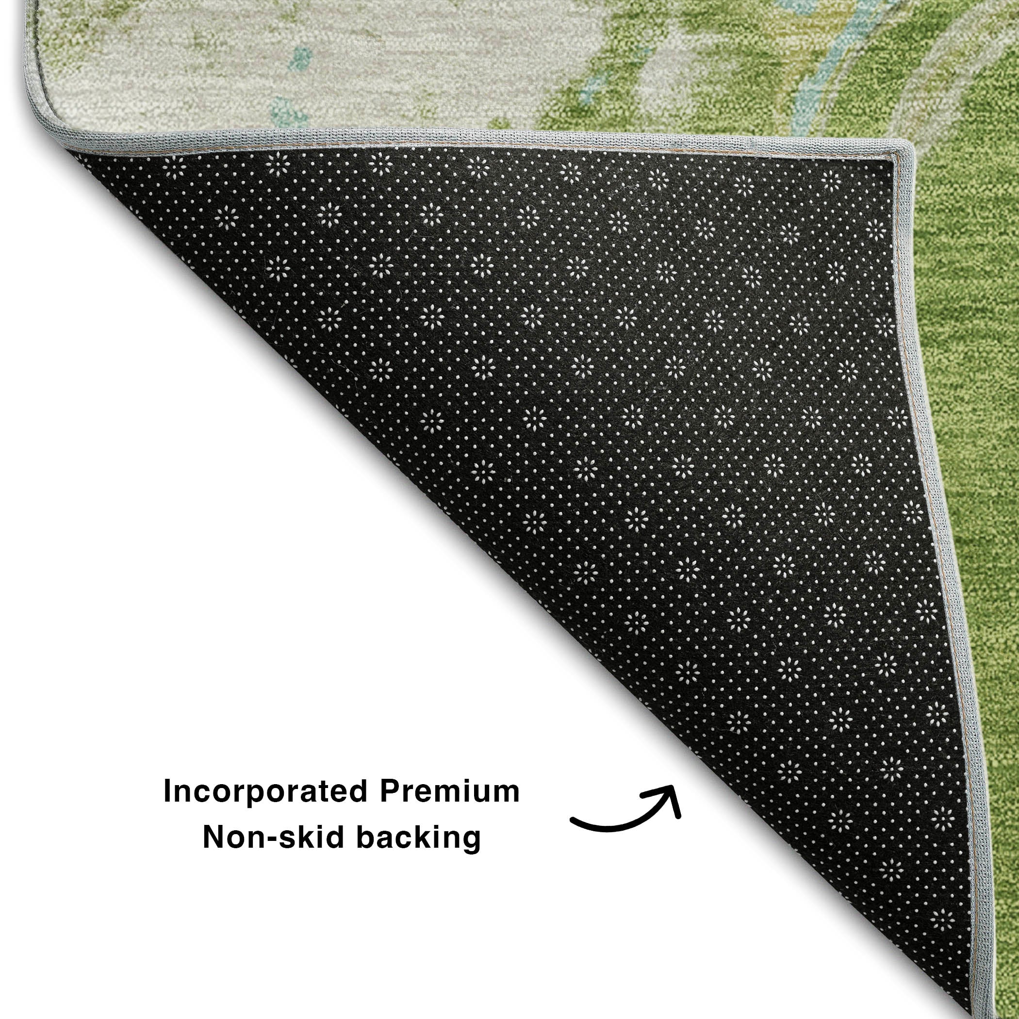 Seville Machine Washable Transitional Green Rug 1'8" x 2'6" #shape_Rectangle