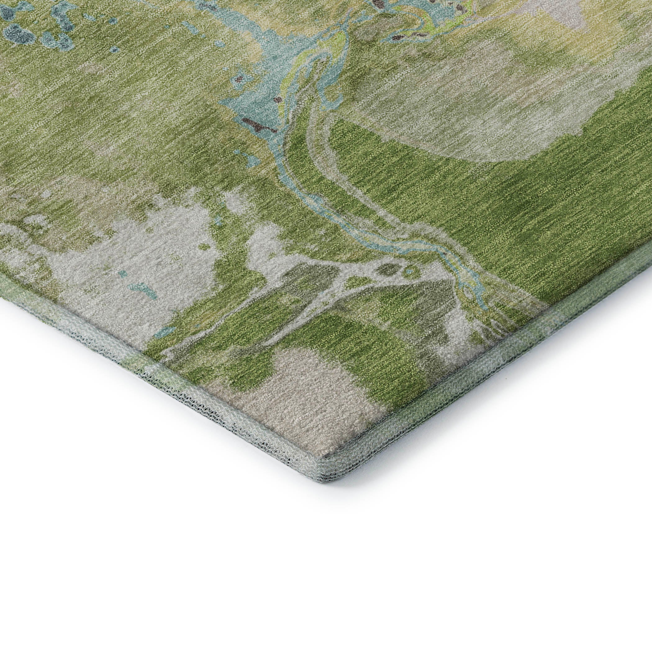 Seville Machine Washable Transitional Green Rug 1'8" x 2'6" #shape_Rectangle