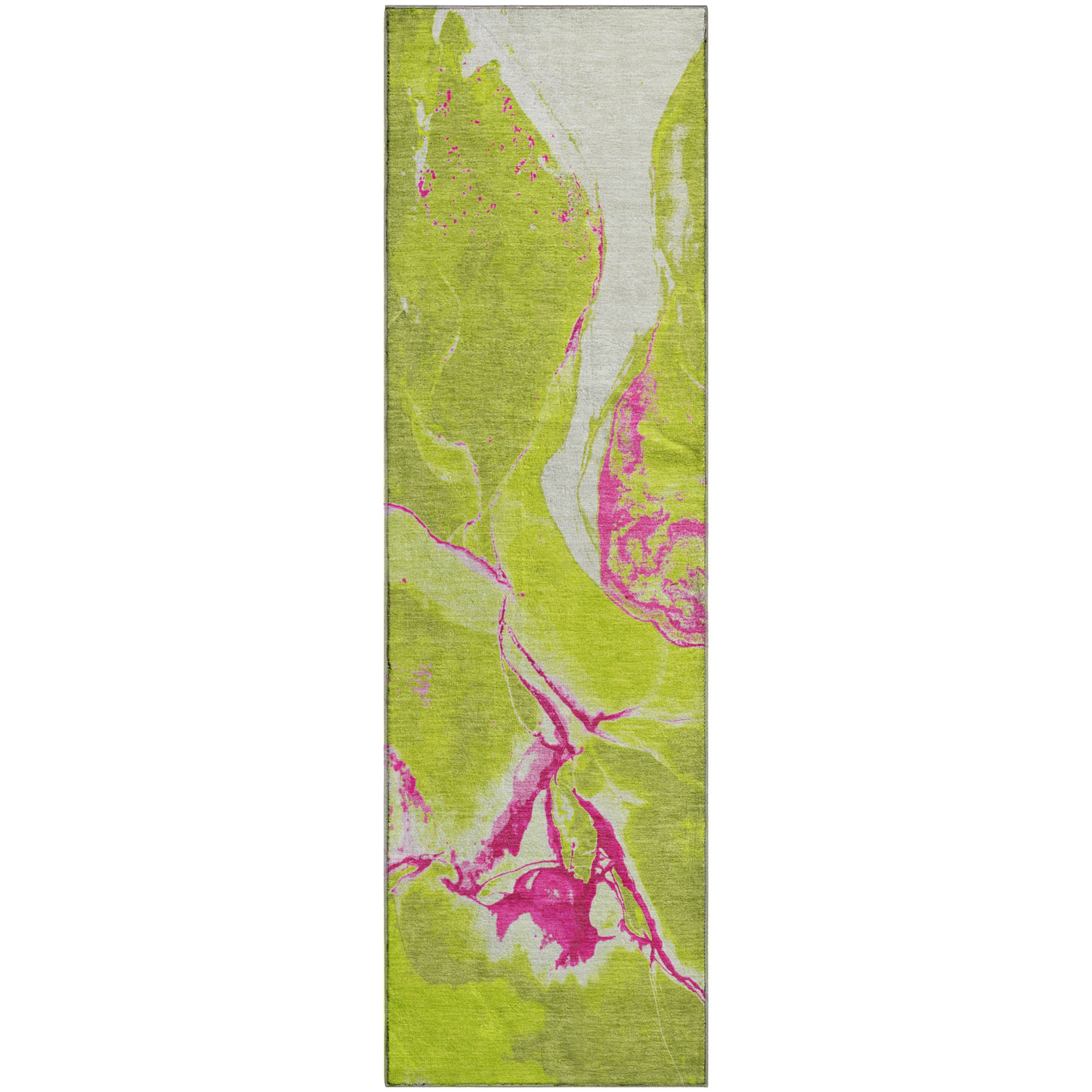 Seville Machine Washable Transitional Lime Green Rug 2'3" x 7'6" #shape_Runner