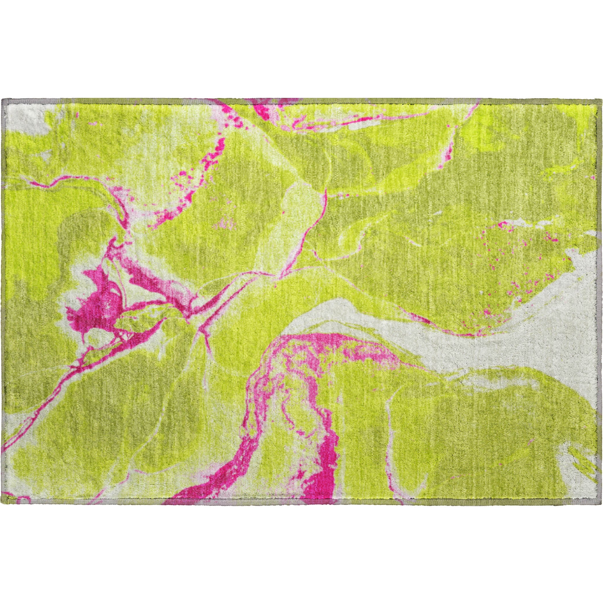 Seville Machine Washable Transitional Lime Green Rug 1'8" x 2'6" #shape_Rectangle