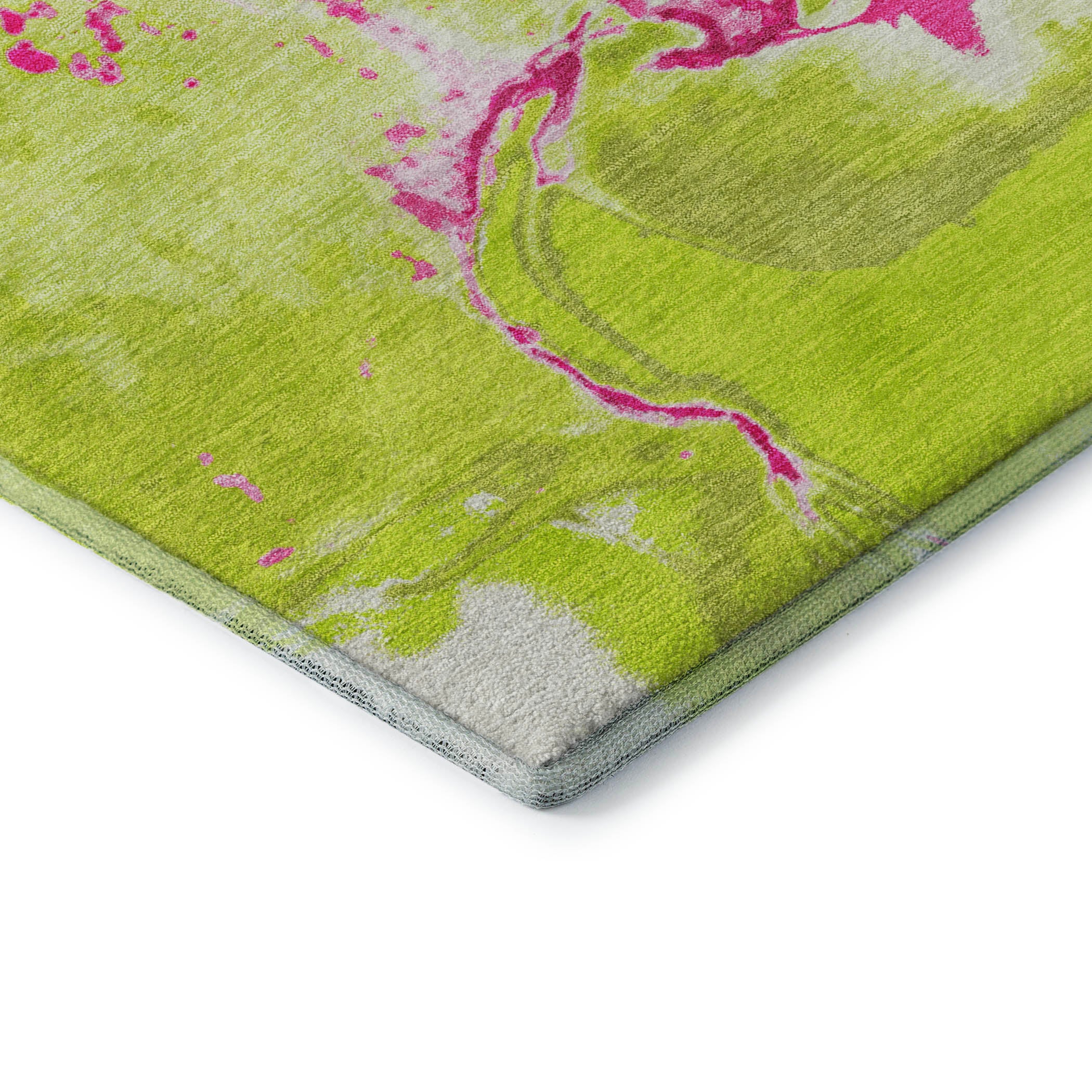 Seville Machine Washable Transitional Lime Green Rug 1'8" x 2'6" #shape_Rectangle