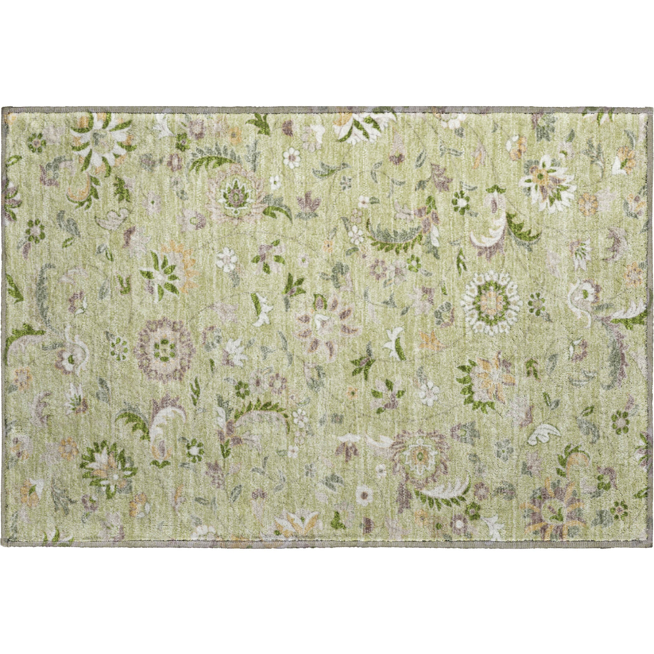 Baku Machine Washable Transitional Aloe Green Rug 1'8" x 2'6" #shape_Rectangle