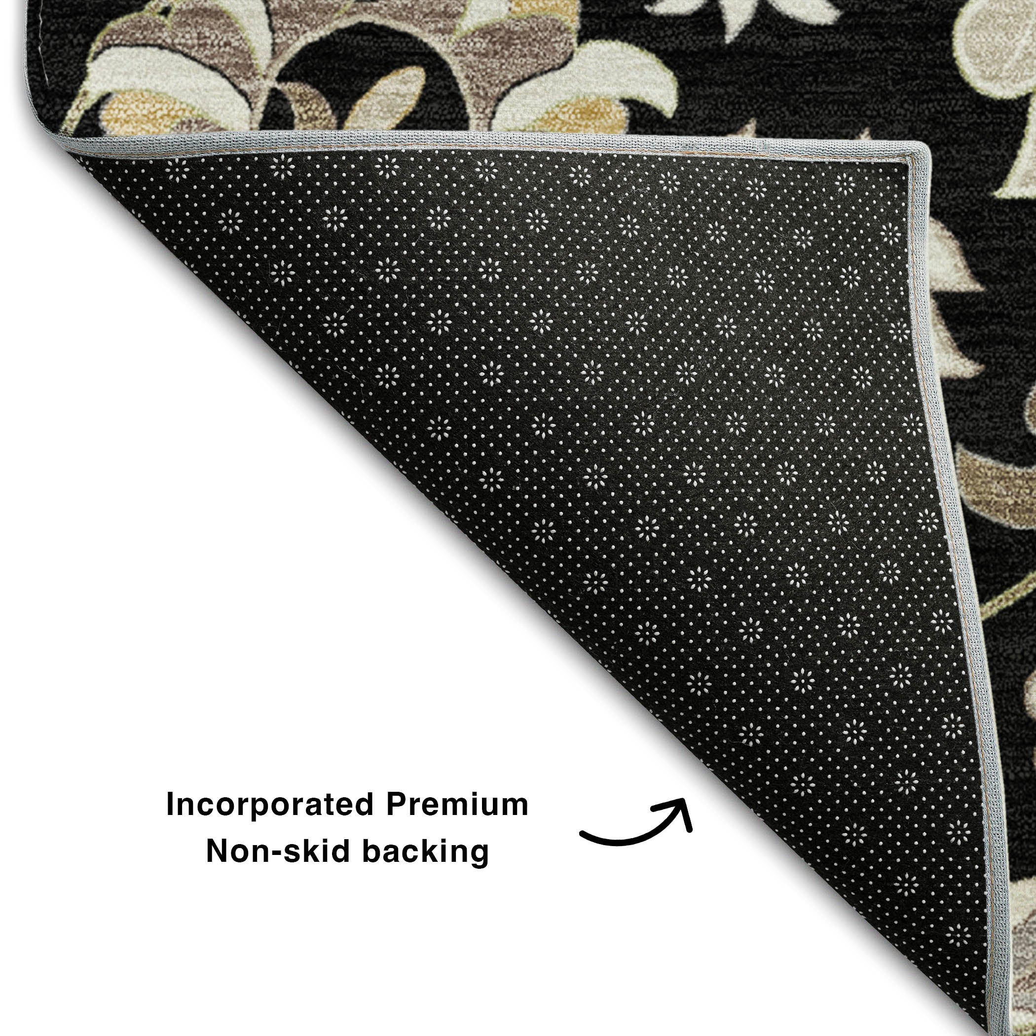Baku Machine Washable Transitional Black Rug 1'8" x 2'6" #shape_Rectangle