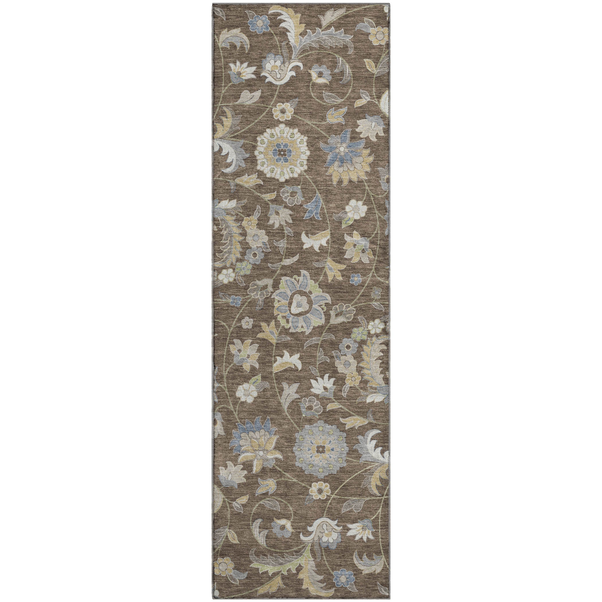 Baku Machine Washable Transitional Chocolate Brown Rug 2'3" x 7'6" #shape_Runner