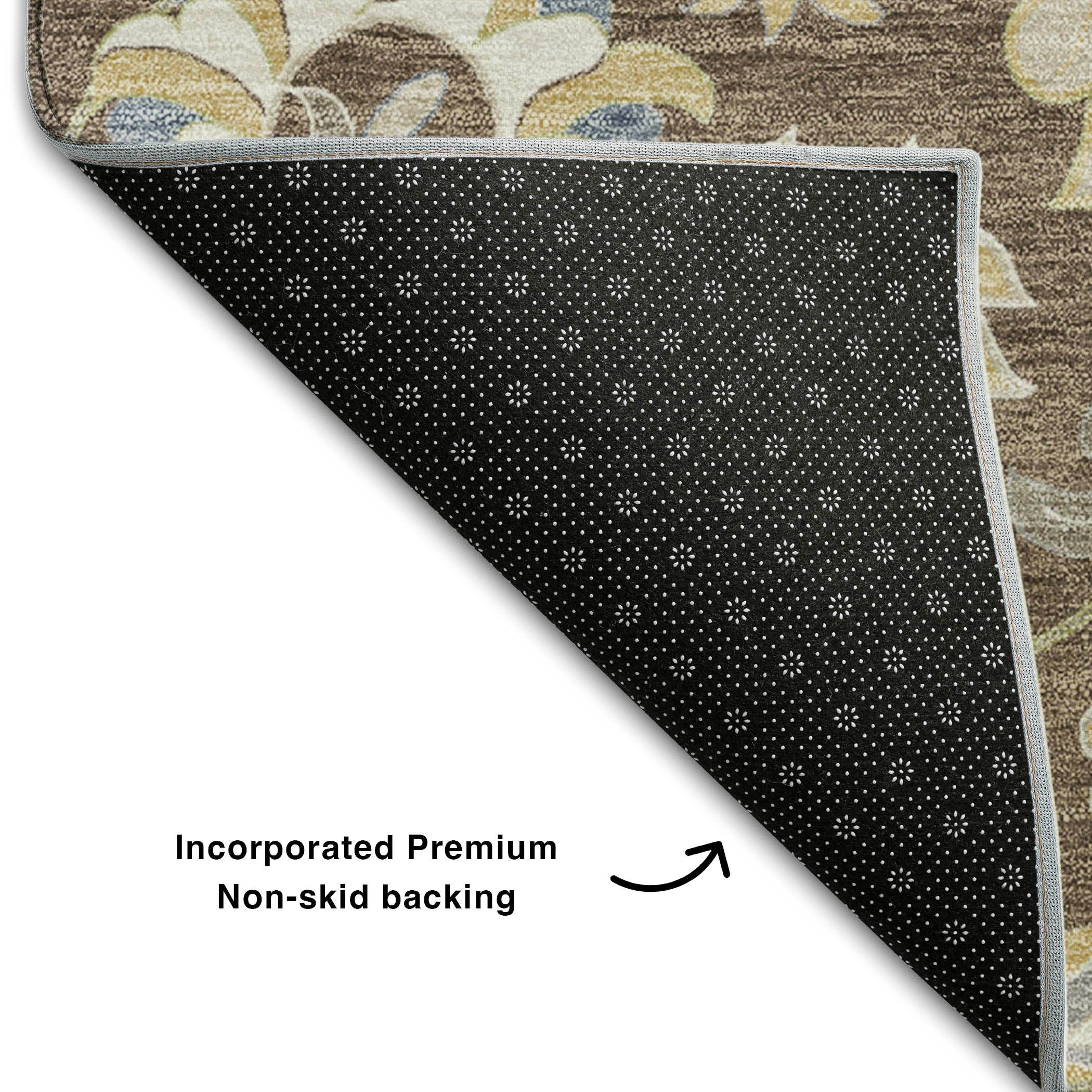 Baku Machine Washable Transitional Chocolate Brown Rug 1'8" x 2'6" #shape_Rectangle