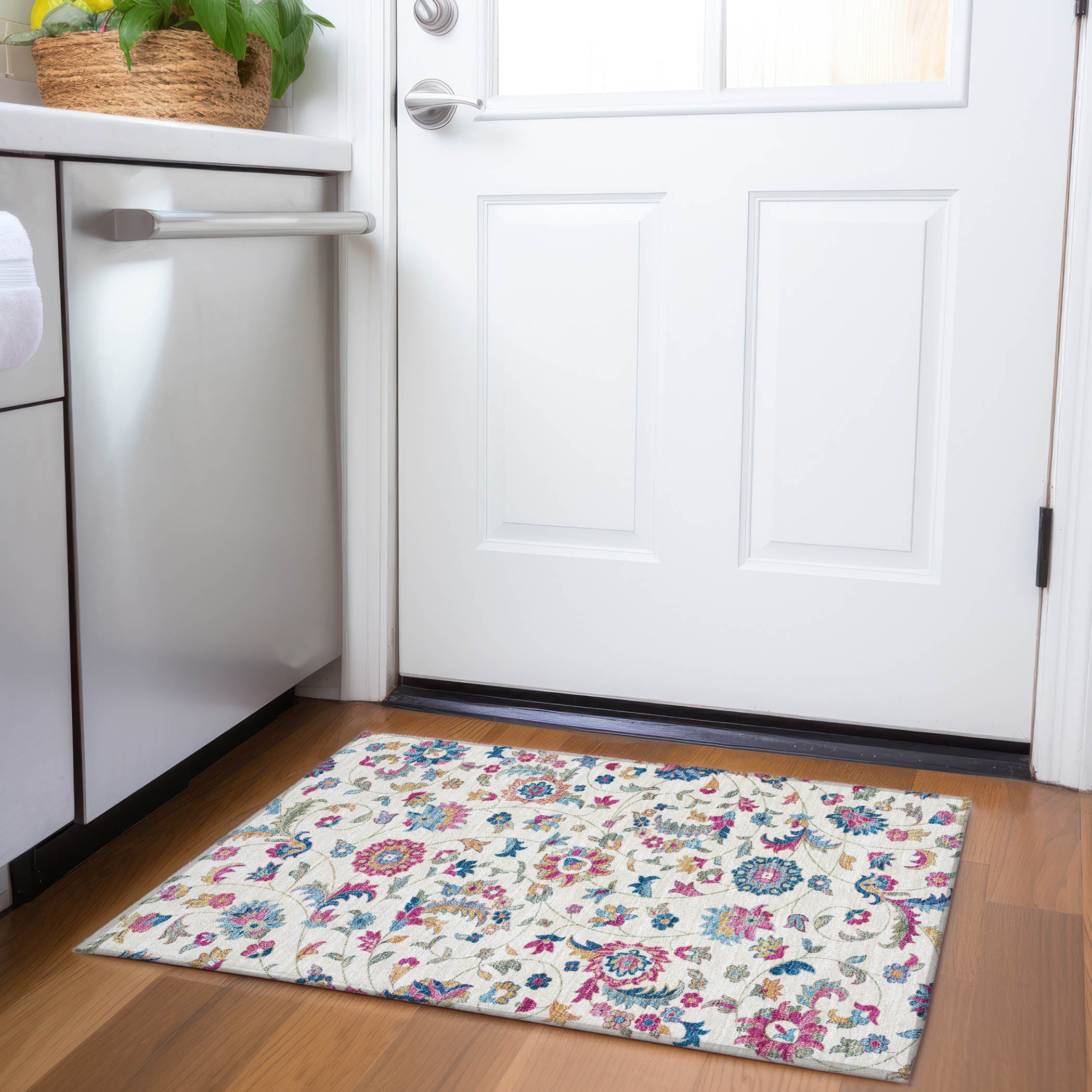 Baku Machine Washable Transitional Linen Ivory Rug 1'8" x 2'6" #shape_Rectangle