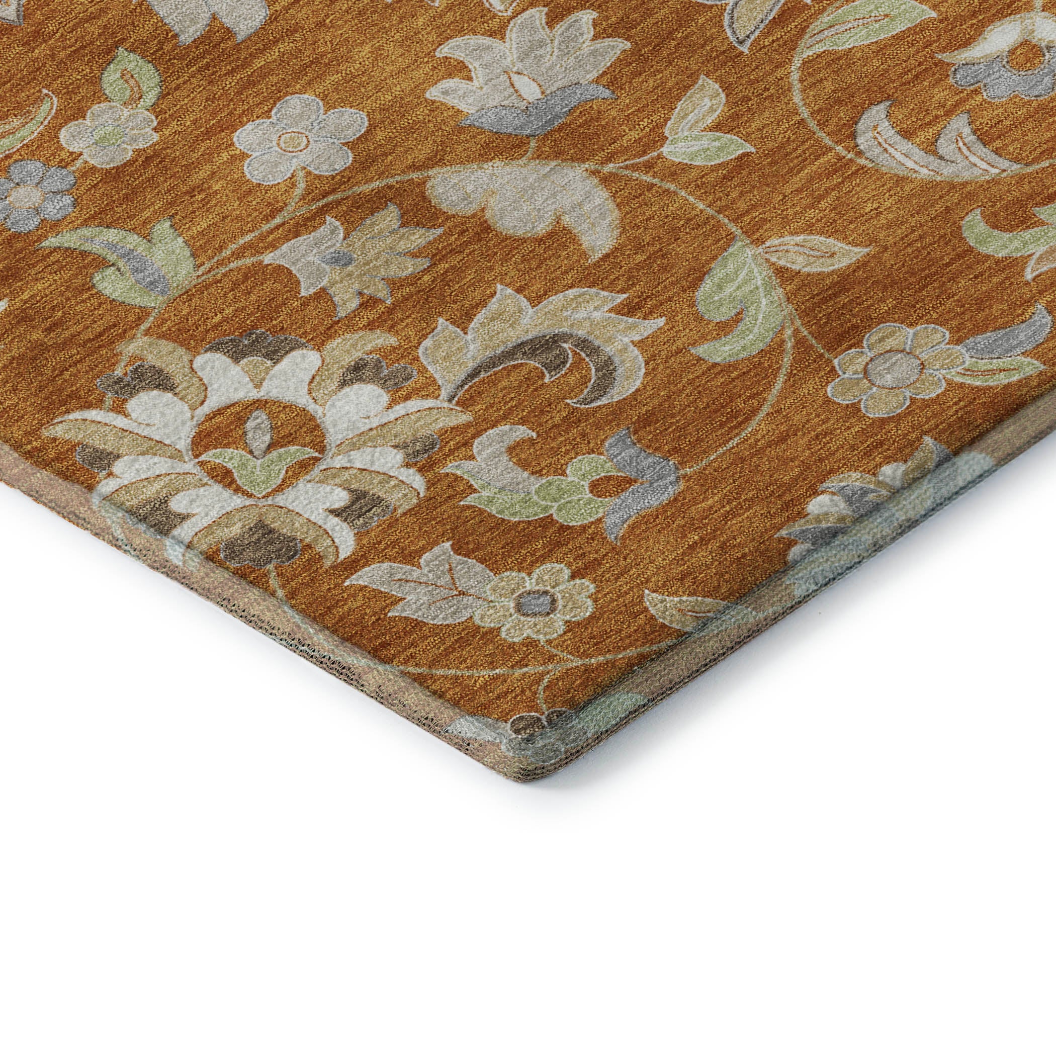 Baku Machine Washable Transitional Paprika Orange Rug 1'8" x 2'6" #shape_Rectangle