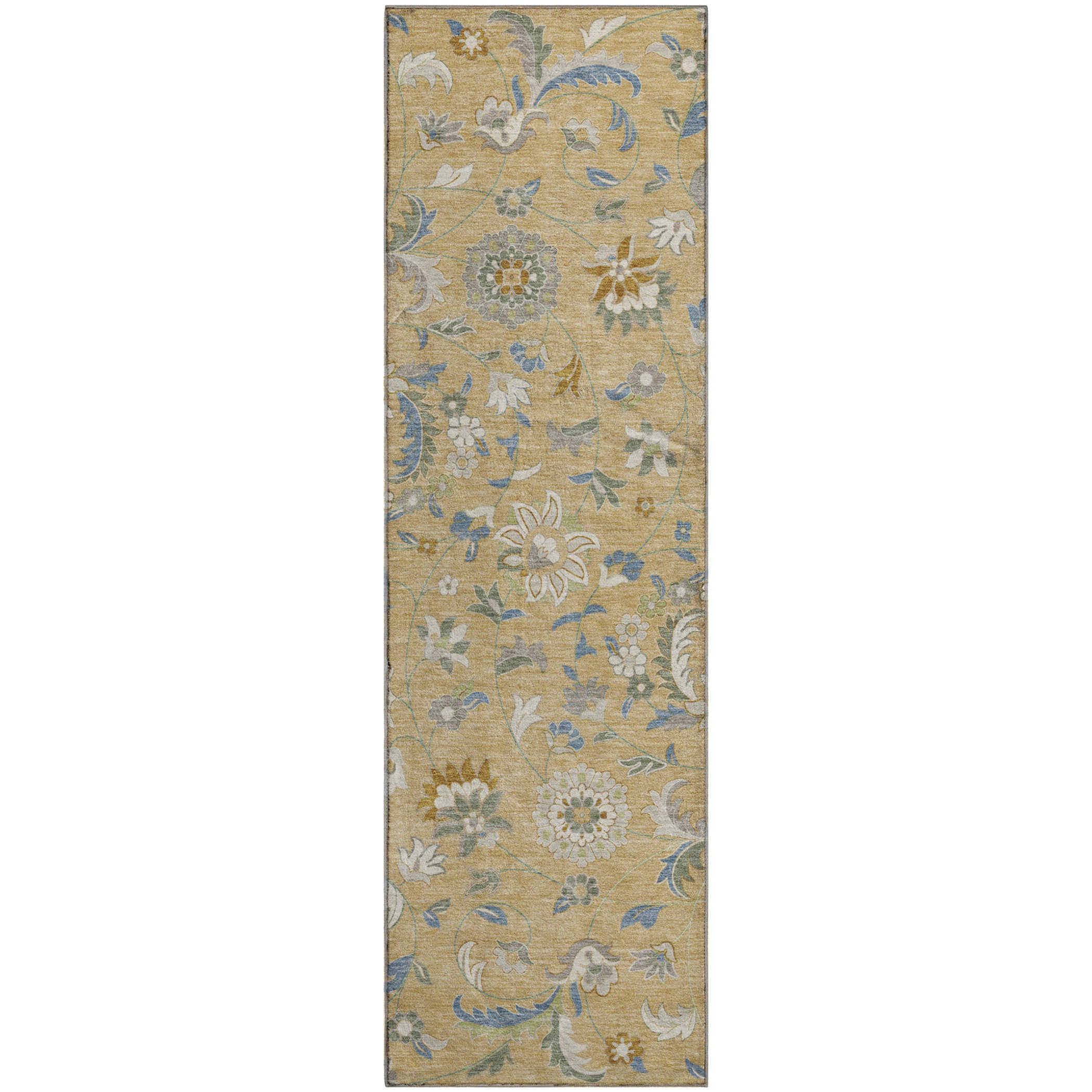 Baku Machine Washable Transitional Wheat Gold Rug 2'3" x 7'6" #shape_Runner