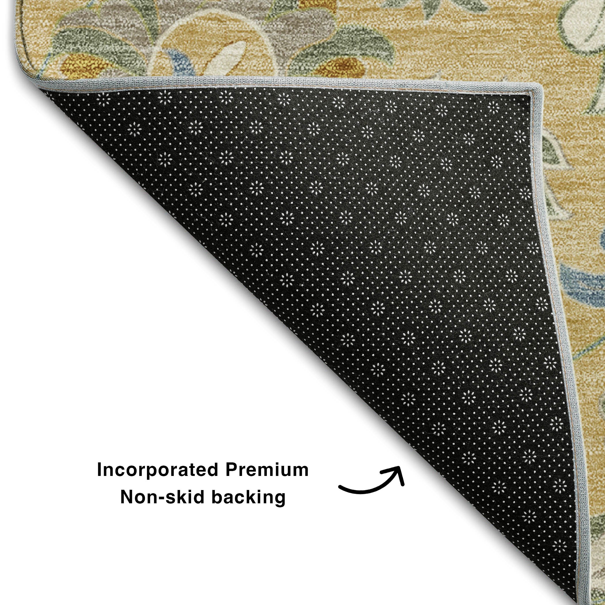 Baku Machine Washable Transitional Wheat Gold Rug 1'8" x 2'6" #shape_Rectangle