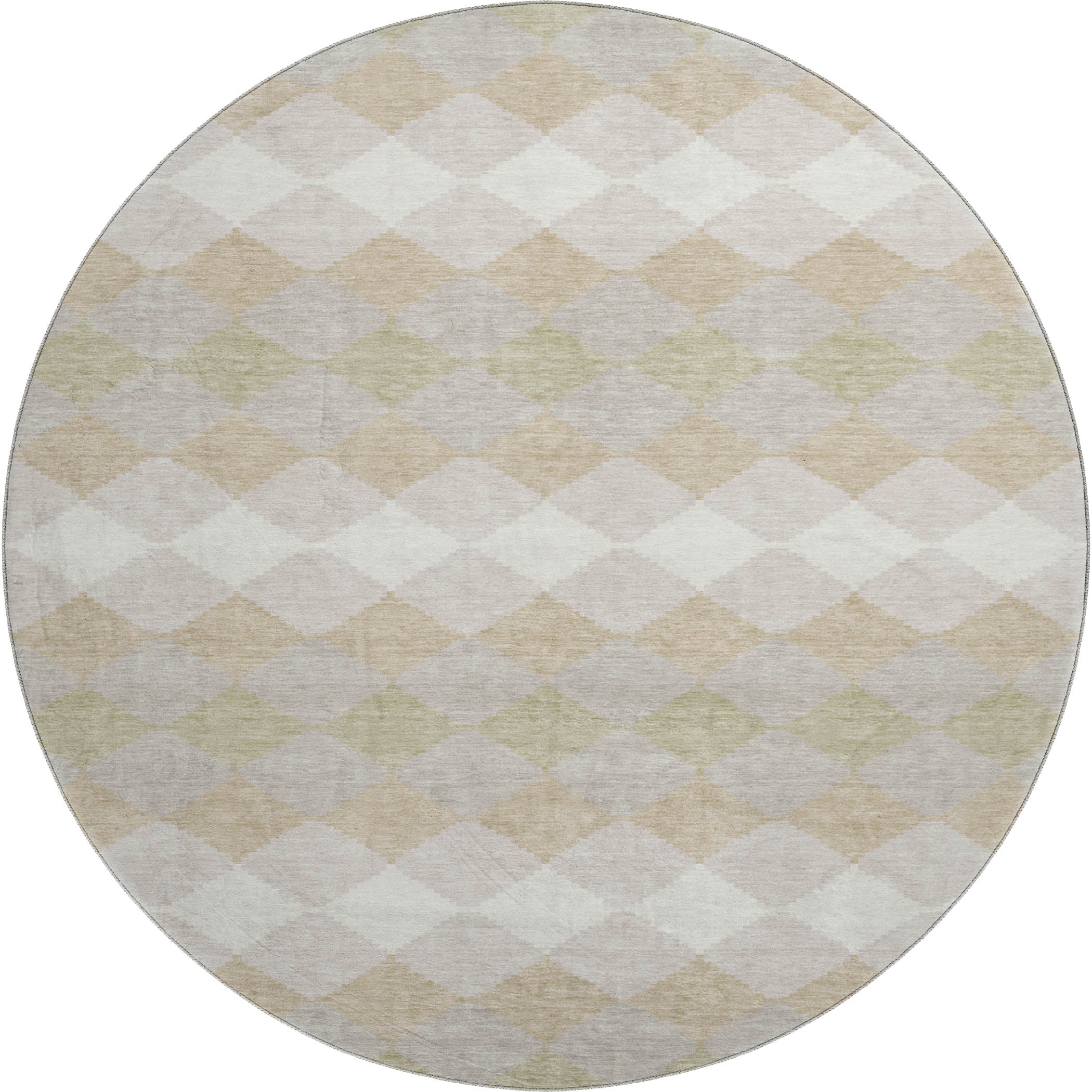Colombo Machine Washable Transitional Beige Brown Rug 8' x 8' #shape_Round