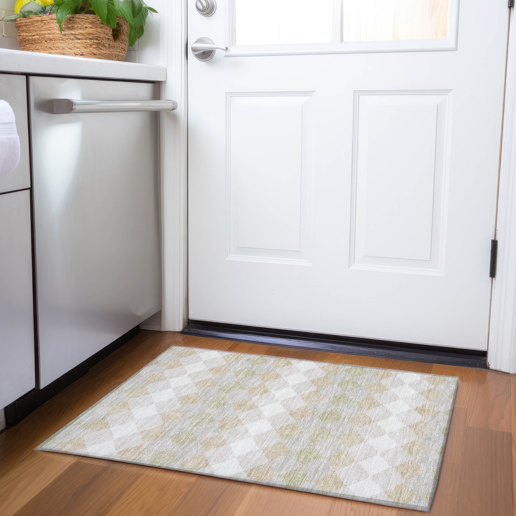 Colombo Machine Washable Transitional Beige Brown Rug 1'8" x 2'6" #shape_Rectangle