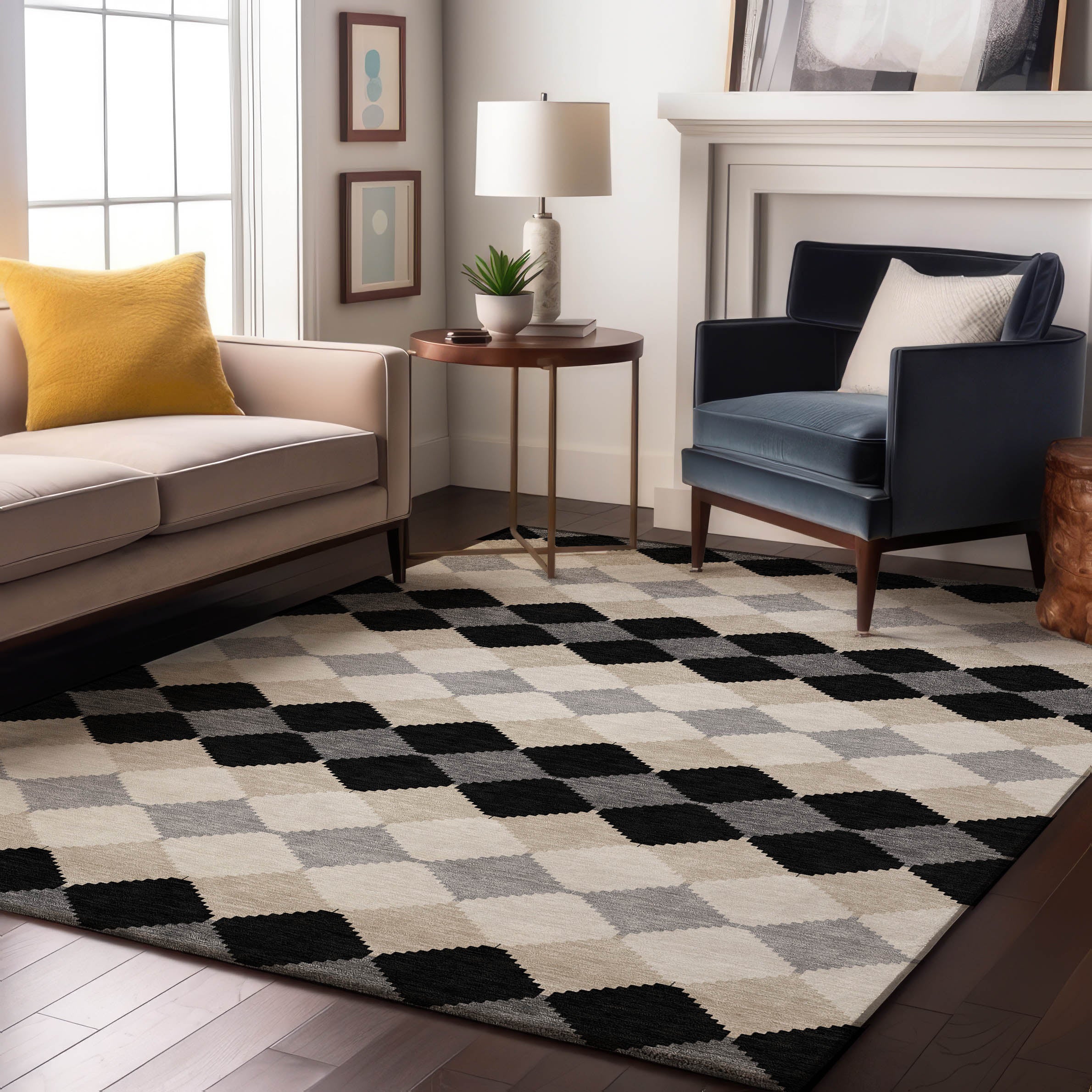 Colombo Machine Washable Transitional Black Rug 2'6" x 3'10" #shape_Rectangle