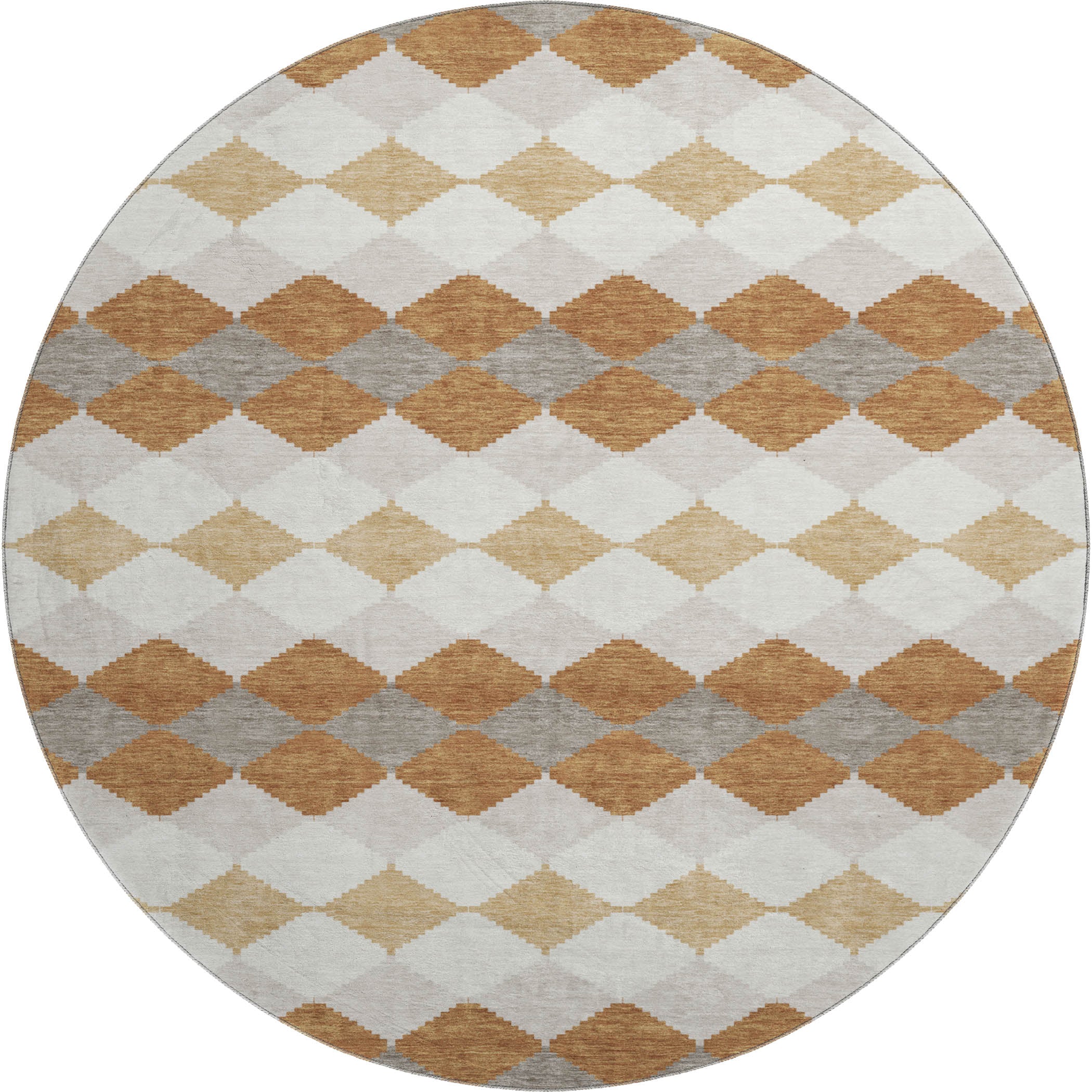Colombo Machine Washable Transitional Copper Orange Rug 8' x 8' #shape_Round