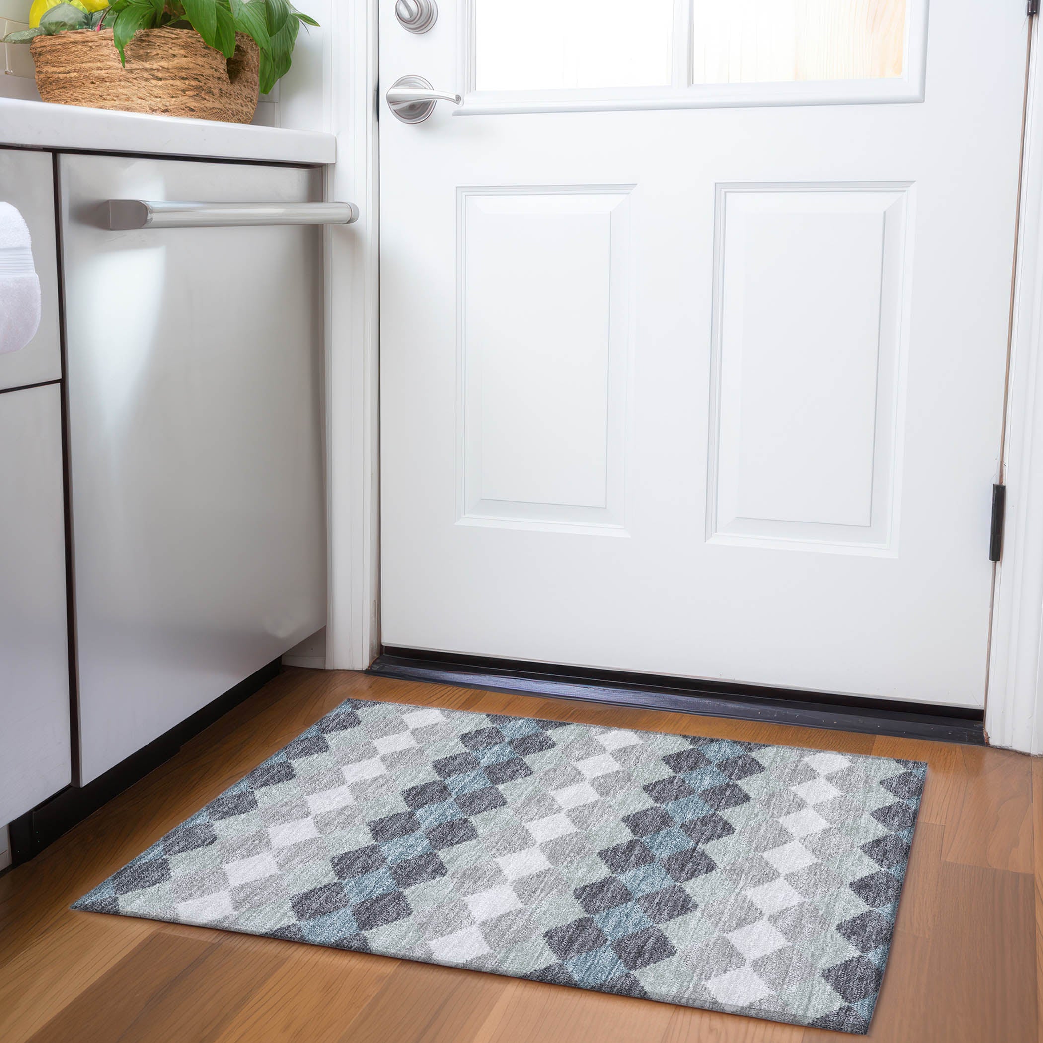 Colombo Machine Washable Transitional Gray Rug 1'8" x 2'6" #shape_Rectangle