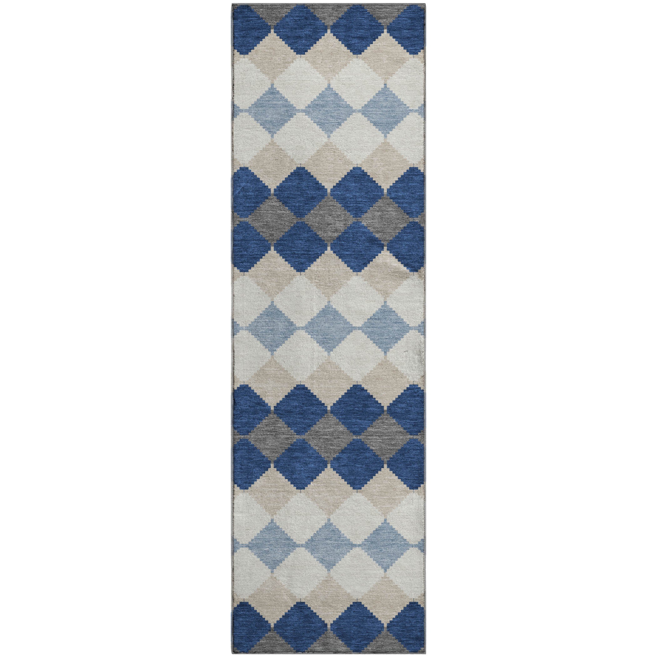 Colombo Machine Washable Transitional Navy Blue Rug 2'3" x 7'6" #shape_Runner