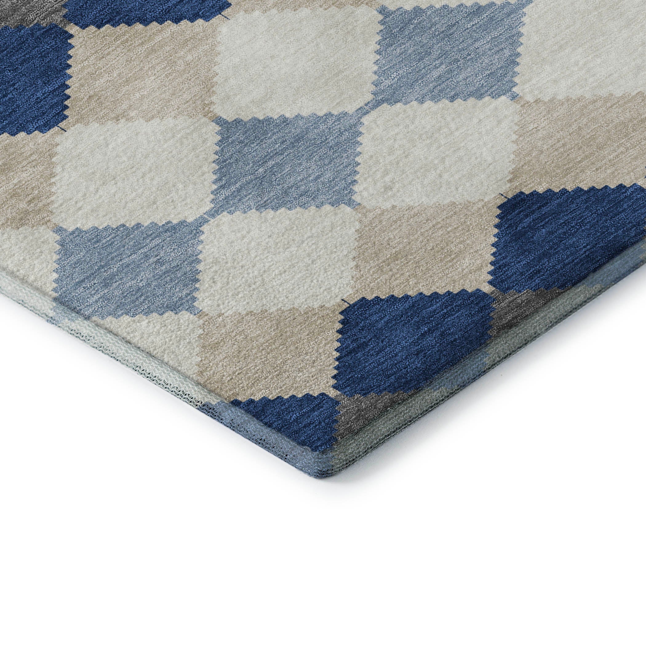Colombo Machine Washable Transitional Navy Blue Rug 1'8" x 2'6" #shape_Rectangle