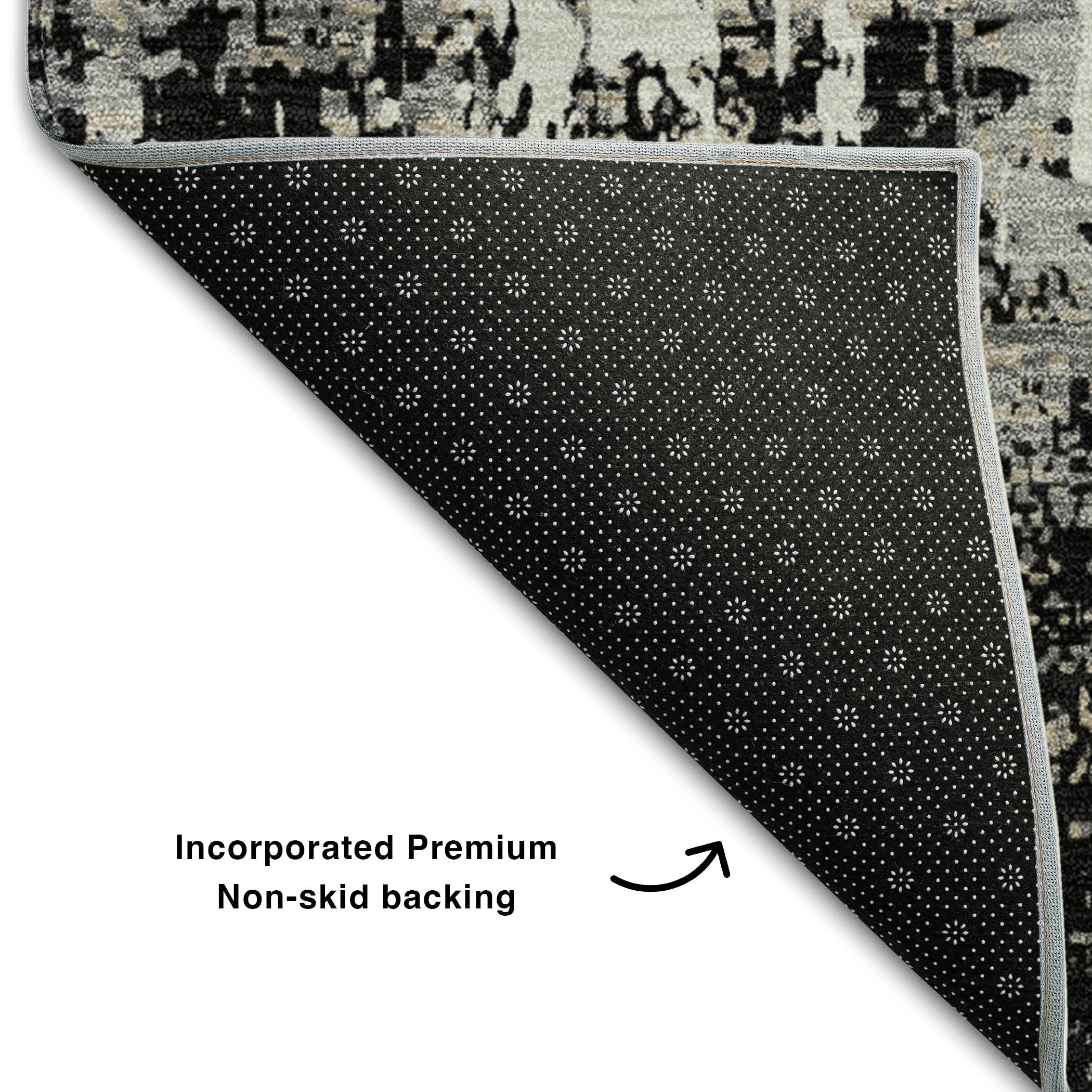 Athens Machine Washable Transitional Black Rug 1'8" x 2'6" #shape_Rectangle