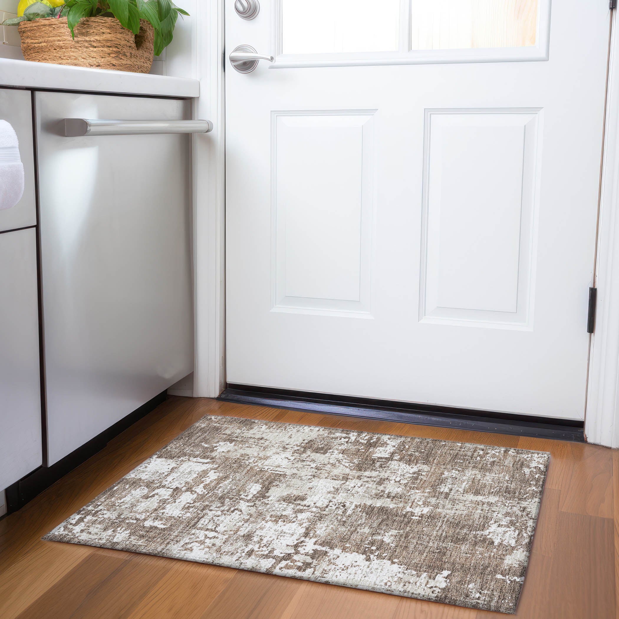 Athens Machine Washable Transitional Brown Rug 1'8" x 2'6" #shape_Rectangle