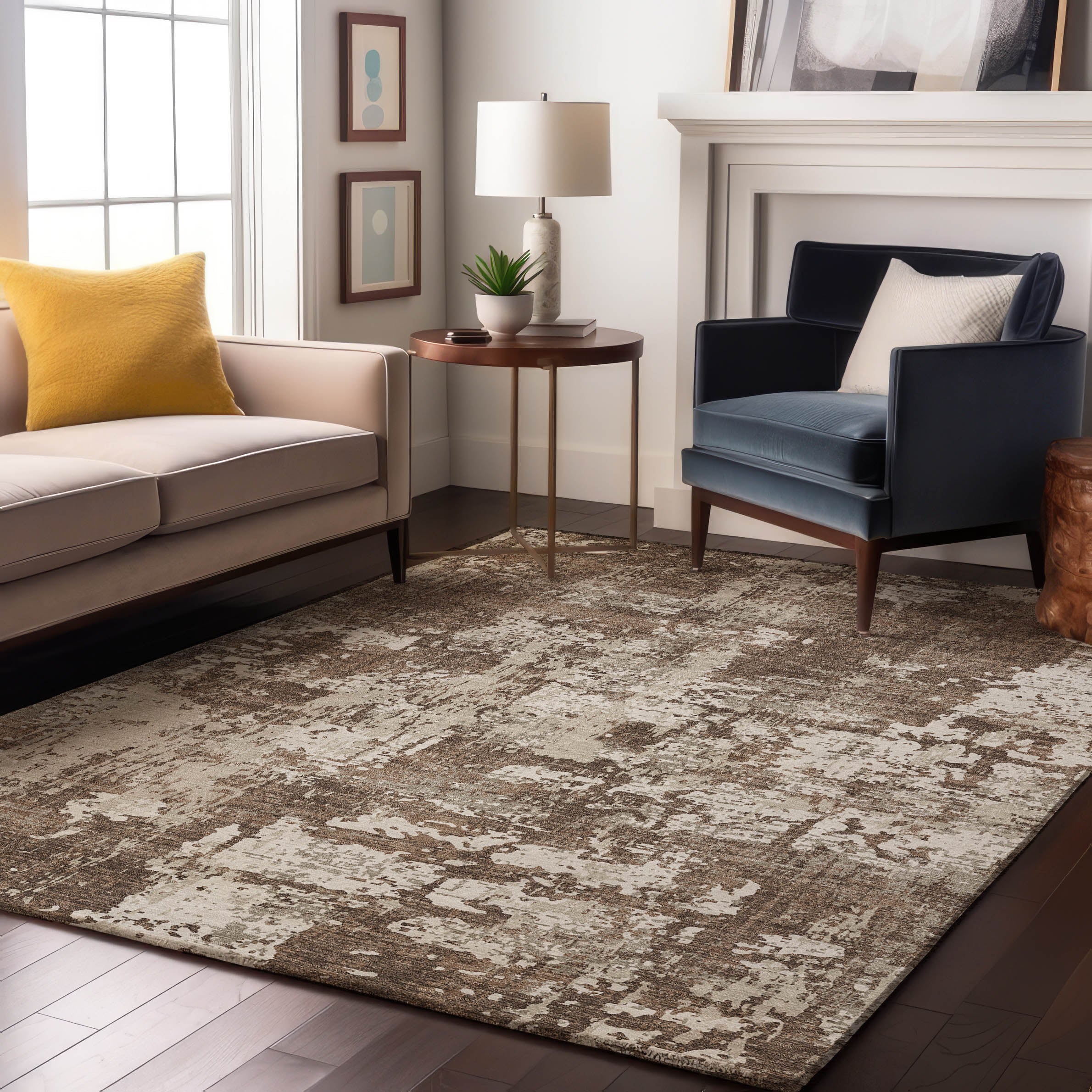 Athens Machine Washable Transitional Brown Rug 2'6" x 3'10" #shape_Rectangle