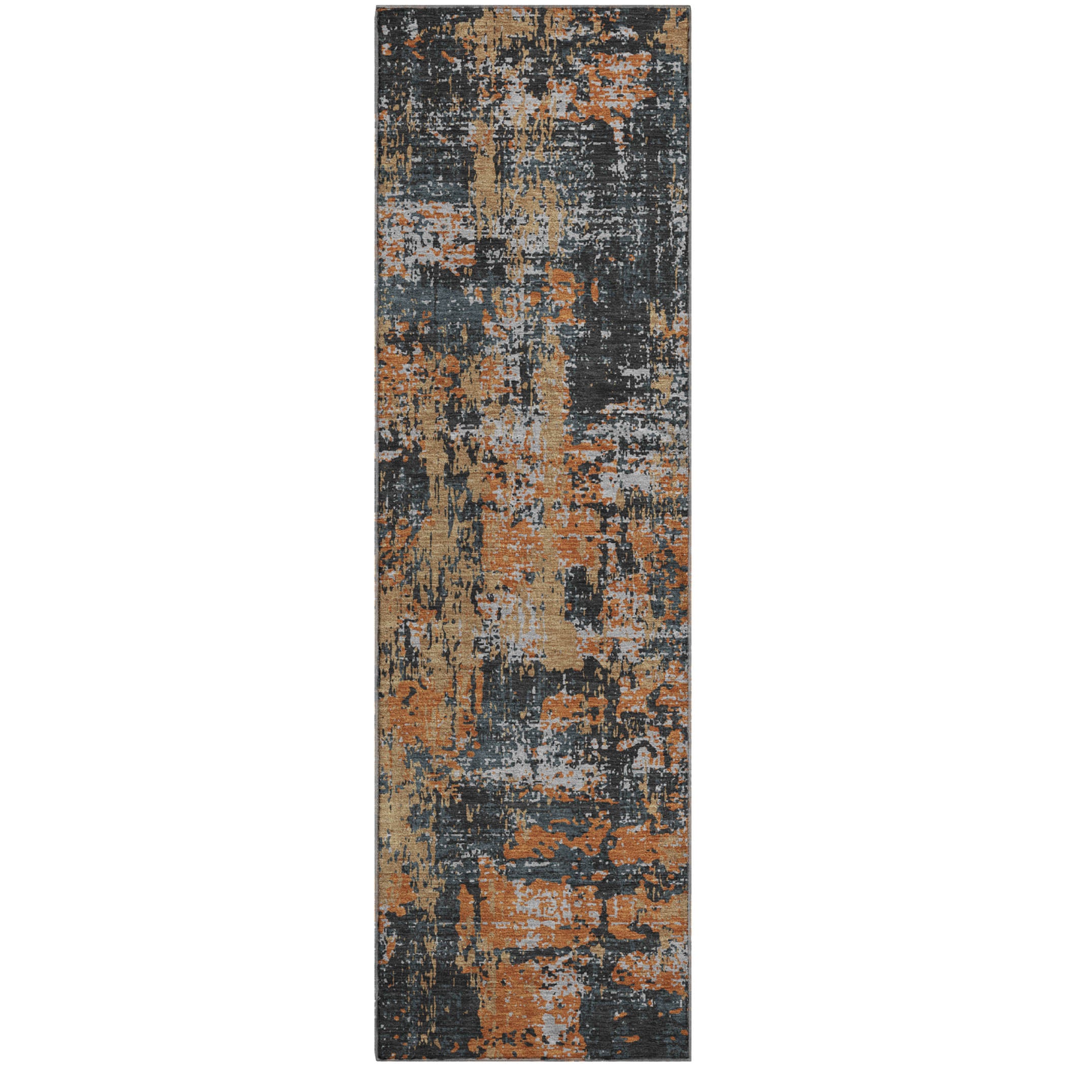 Athens Machine Washable Transitional Charcoal Gray Rug 2'3" x 7'6" #shape_Runner