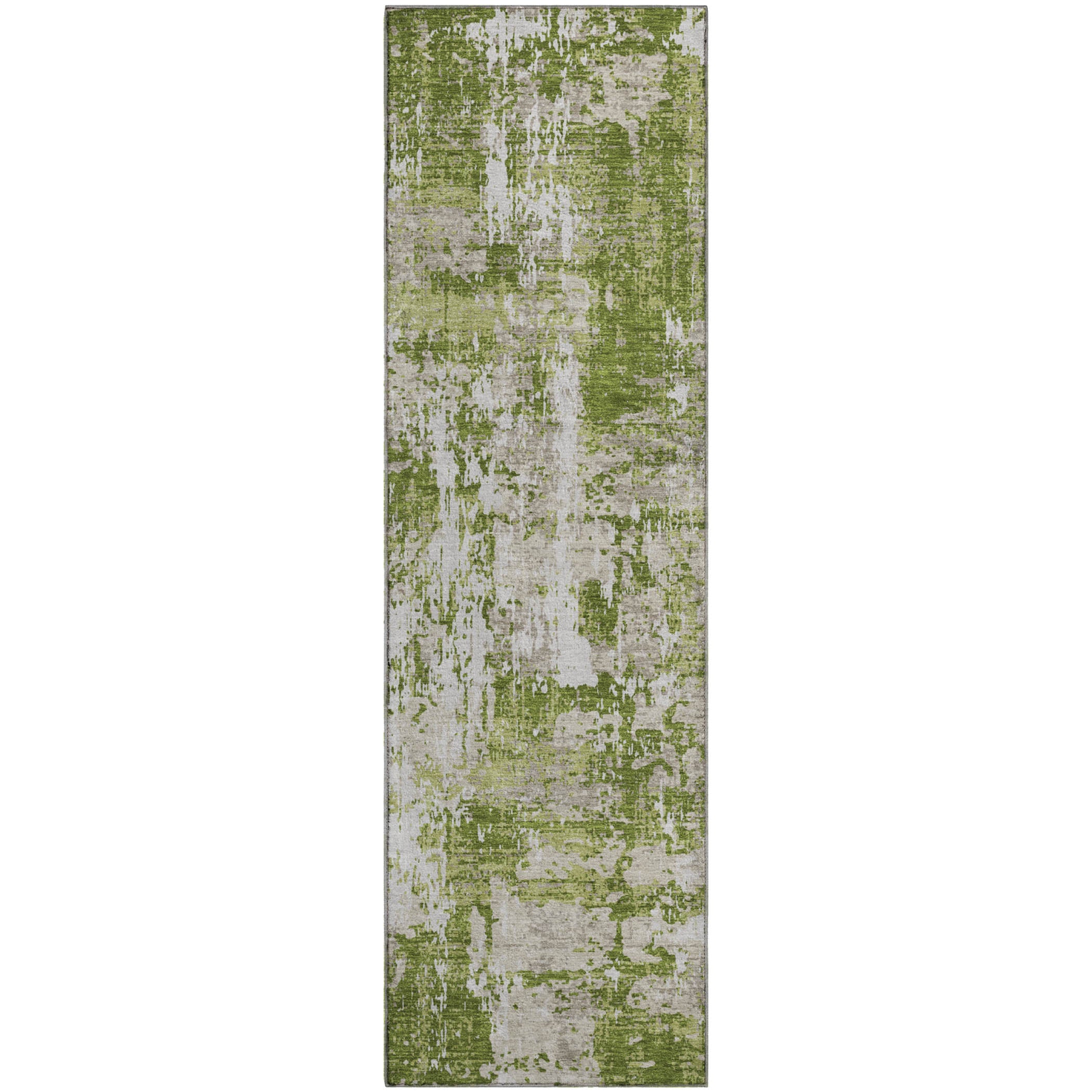 Athens Machine Washable Transitional Green Rug 2'3" x 7'6" #shape_Runner