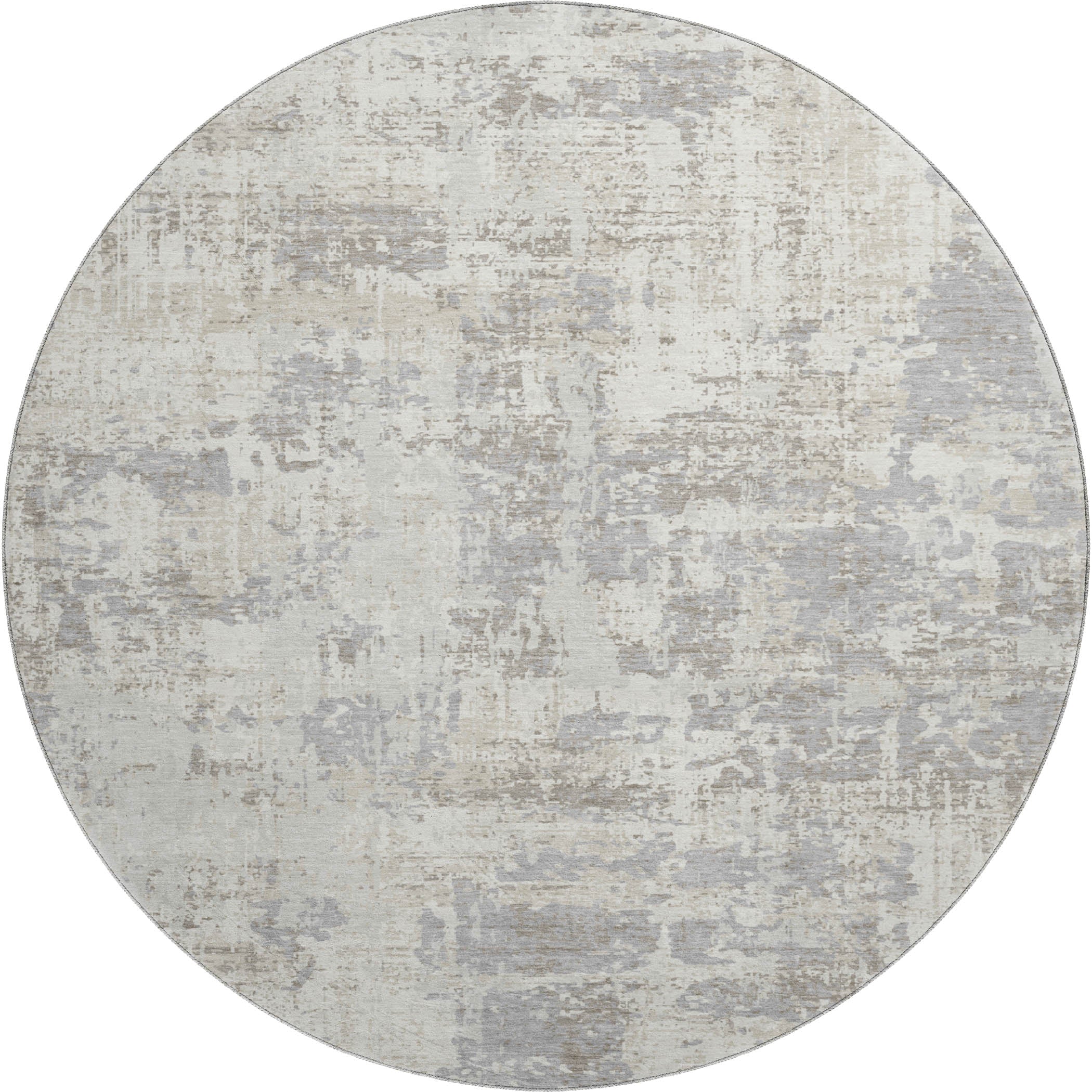 Athens Machine Washable Transitional Ivory Rug 8' x 8' #shape_Round