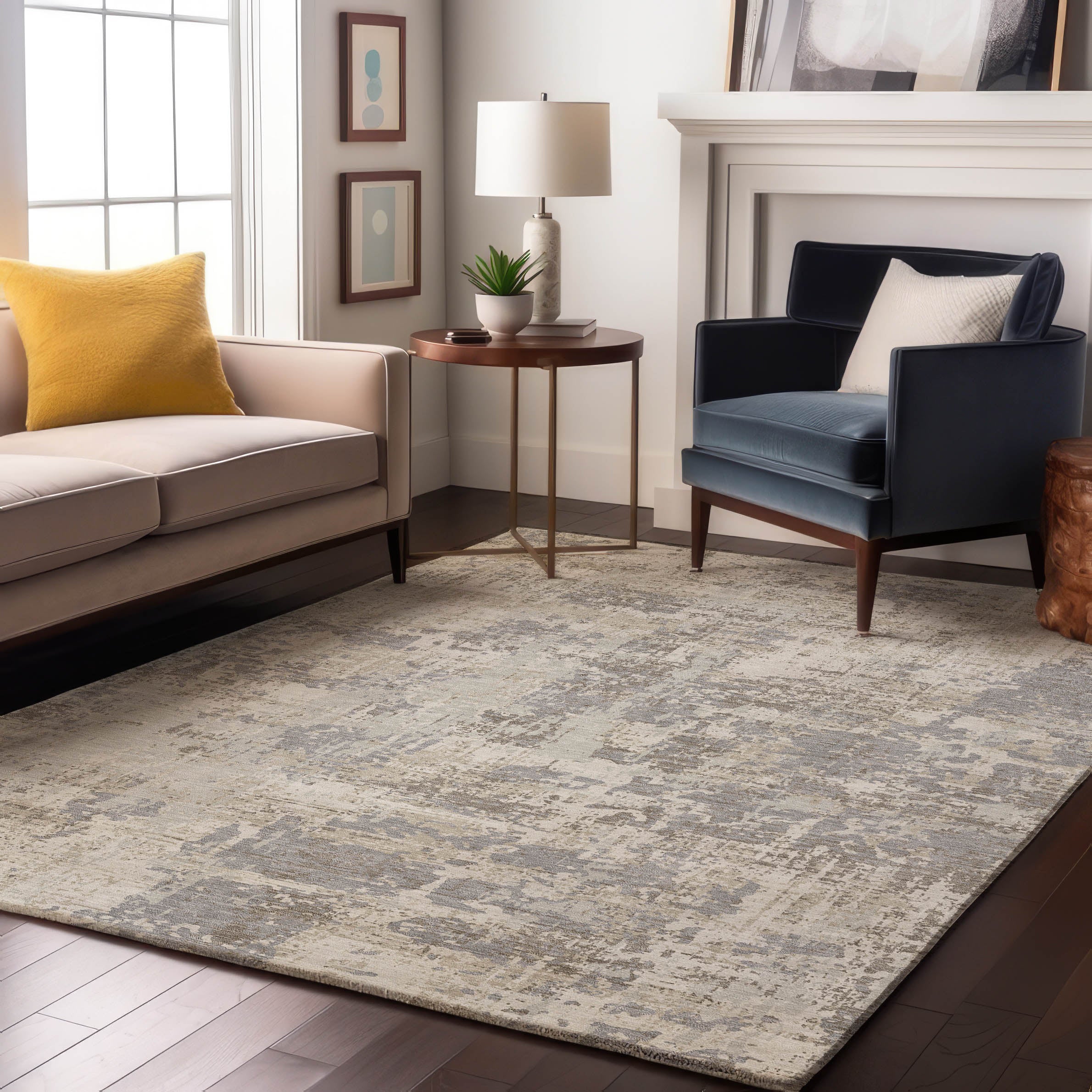 Athens Machine Washable Transitional Ivory Rug 2'6" x 3'10" #shape_Rectangle