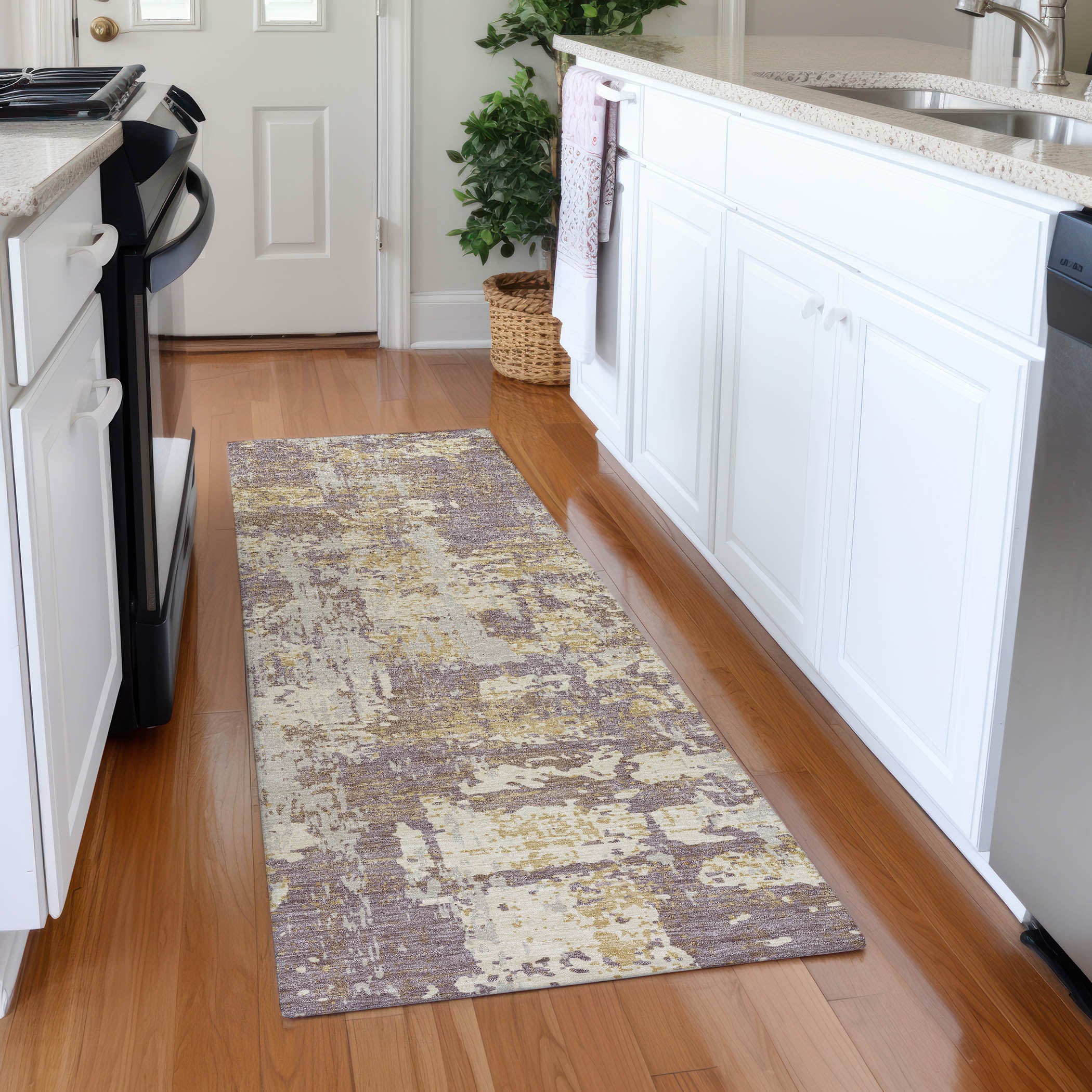 Athens Machine Washable Transitional Lavender Purple Rug 2'3" x 7'6" #shape_Runner