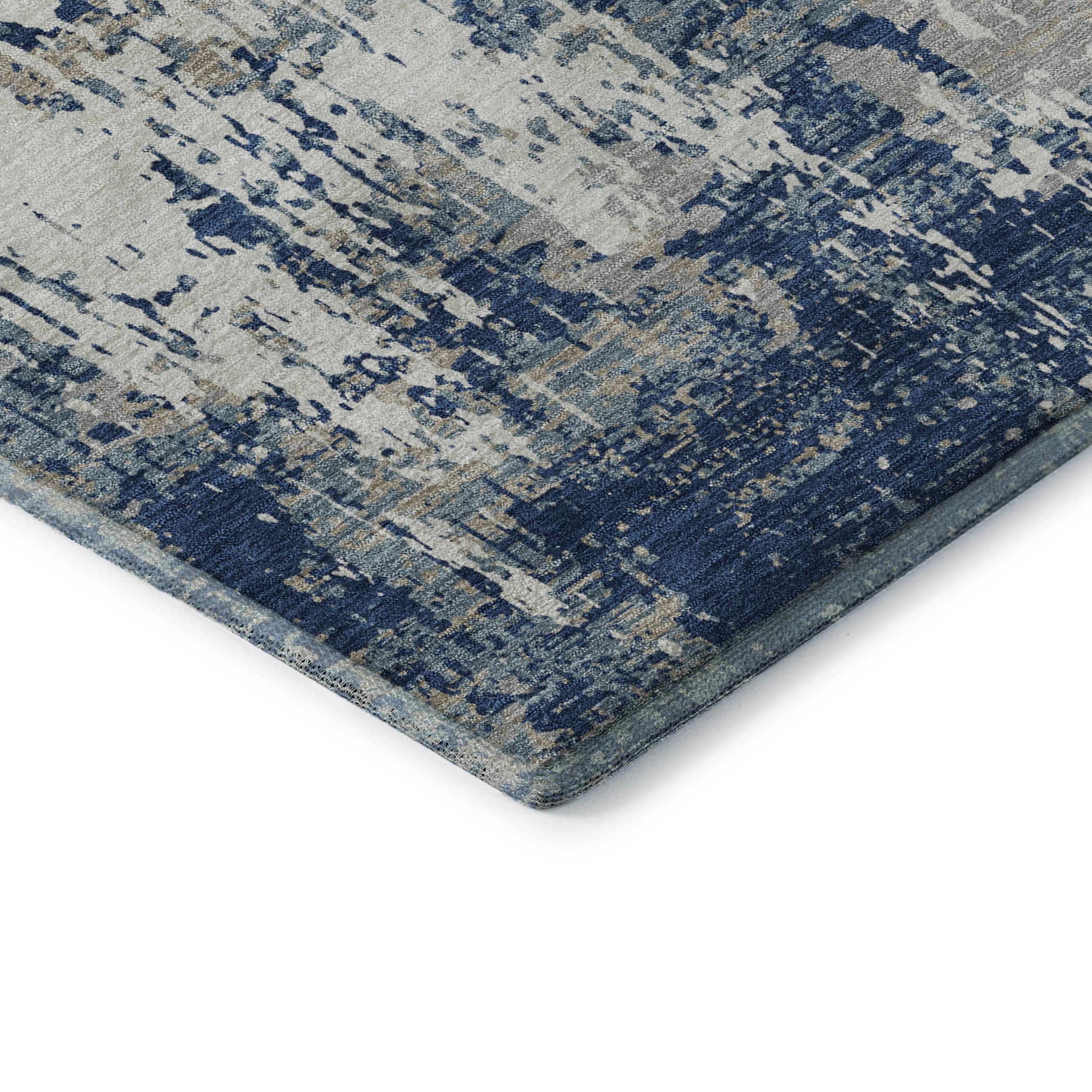 Athens Machine Washable Transitional Navy Blue Rug 1'8" x 2'6" #shape_Rectangle