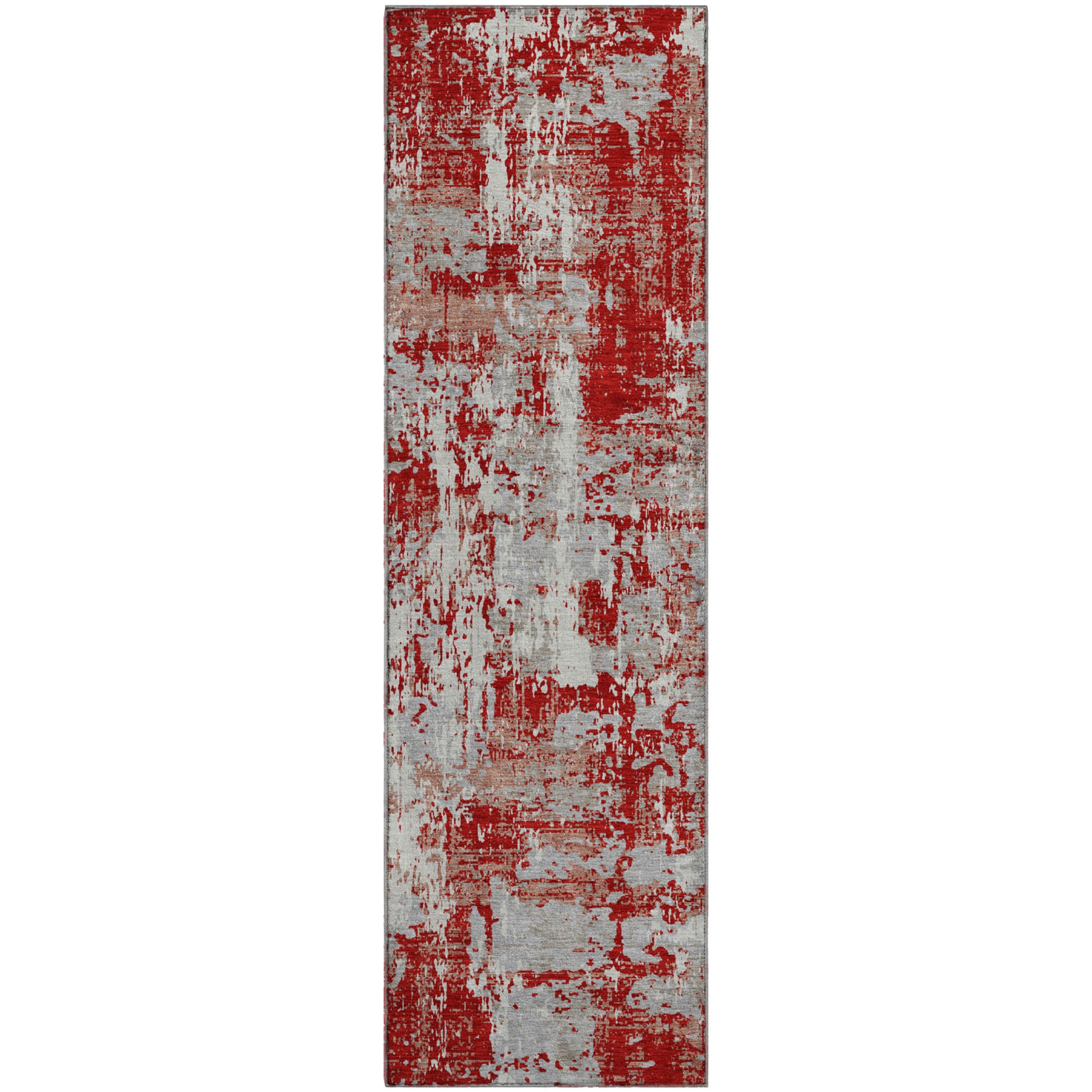 Athens Machine Washable Transitional Red Rug 2'3" x 7'6" #shape_Runner