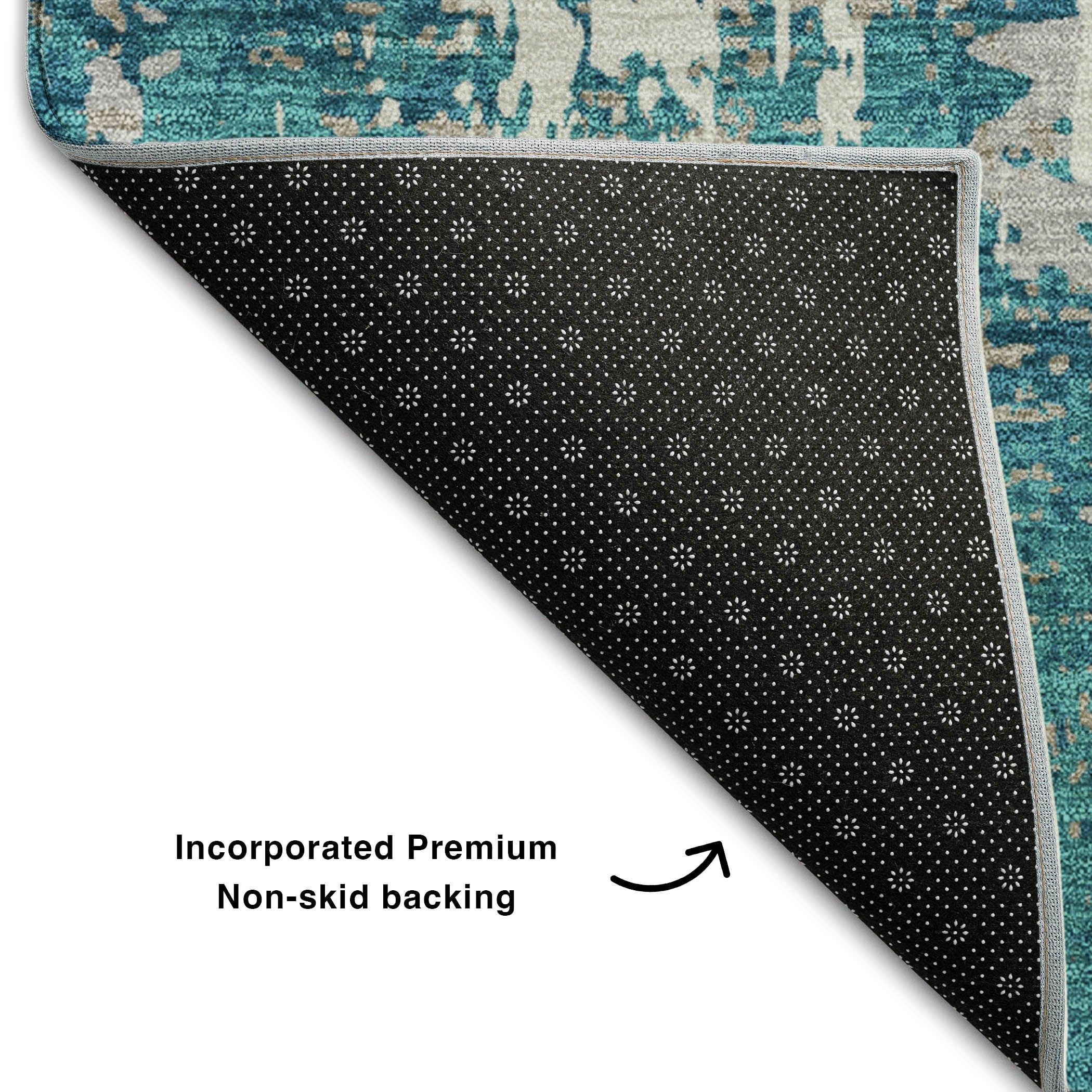 Athens Machine Washable Transitional Teal Rug 1'8" x 2'6" #shape_Rectangle