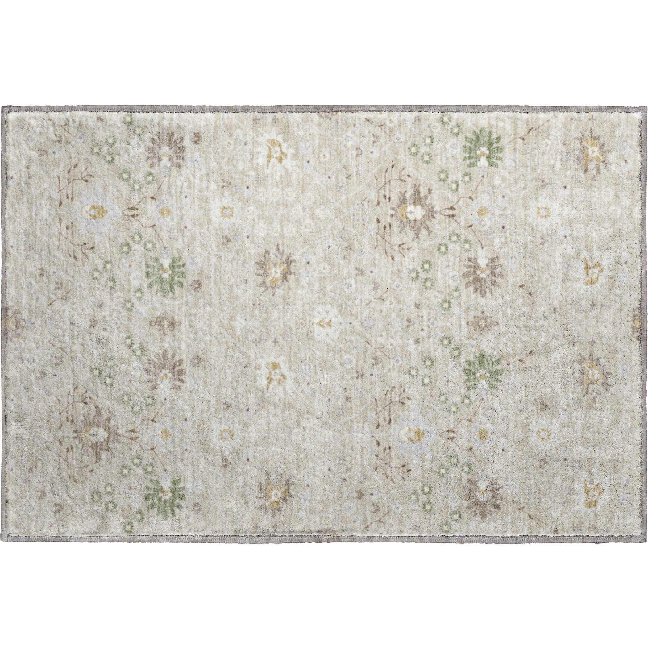 Colombo Machine Washable Traditional Beige Brown Rug 1'8" x 2'6" #shape_Rectangle