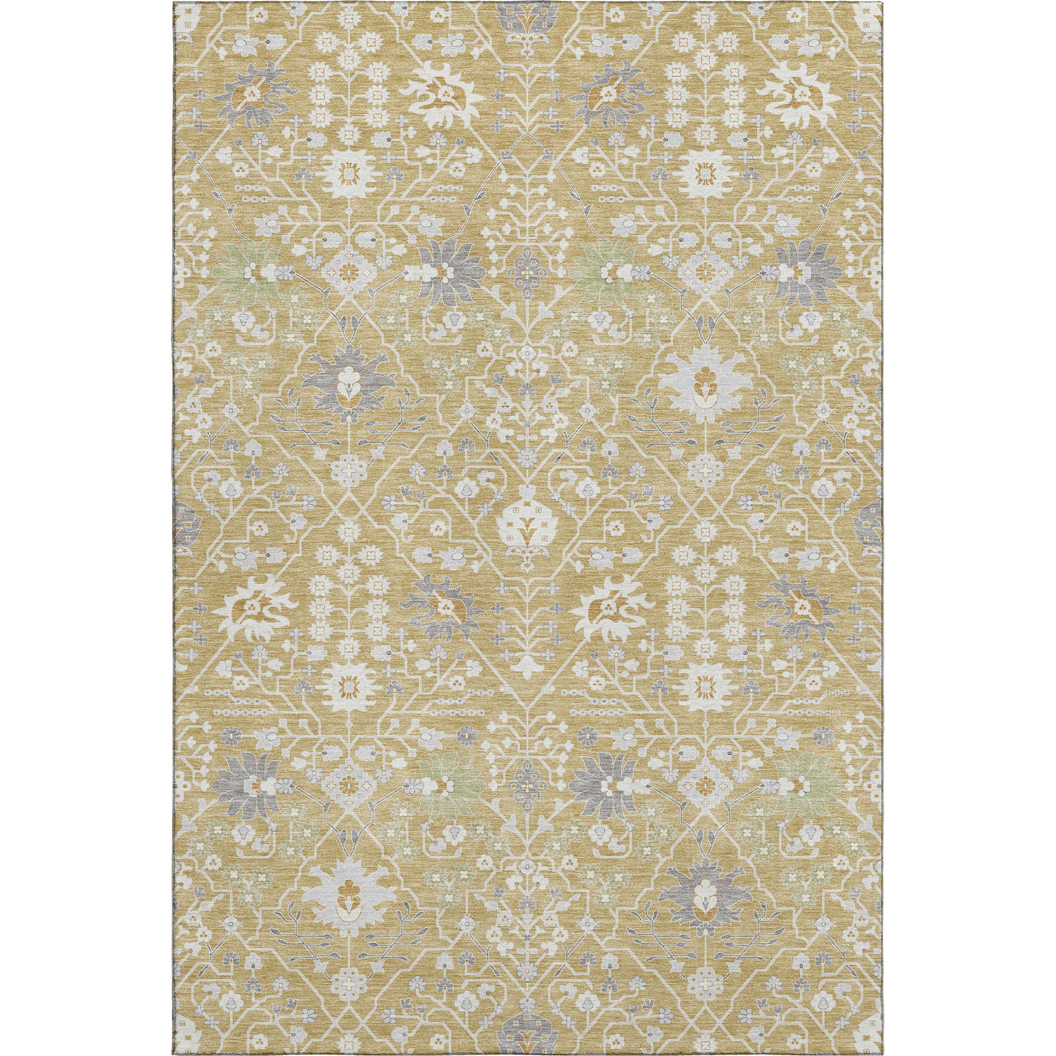 Colombo Machine Washable Traditional Gold Rug 2'6" x 3'10" #shape_Rectangle