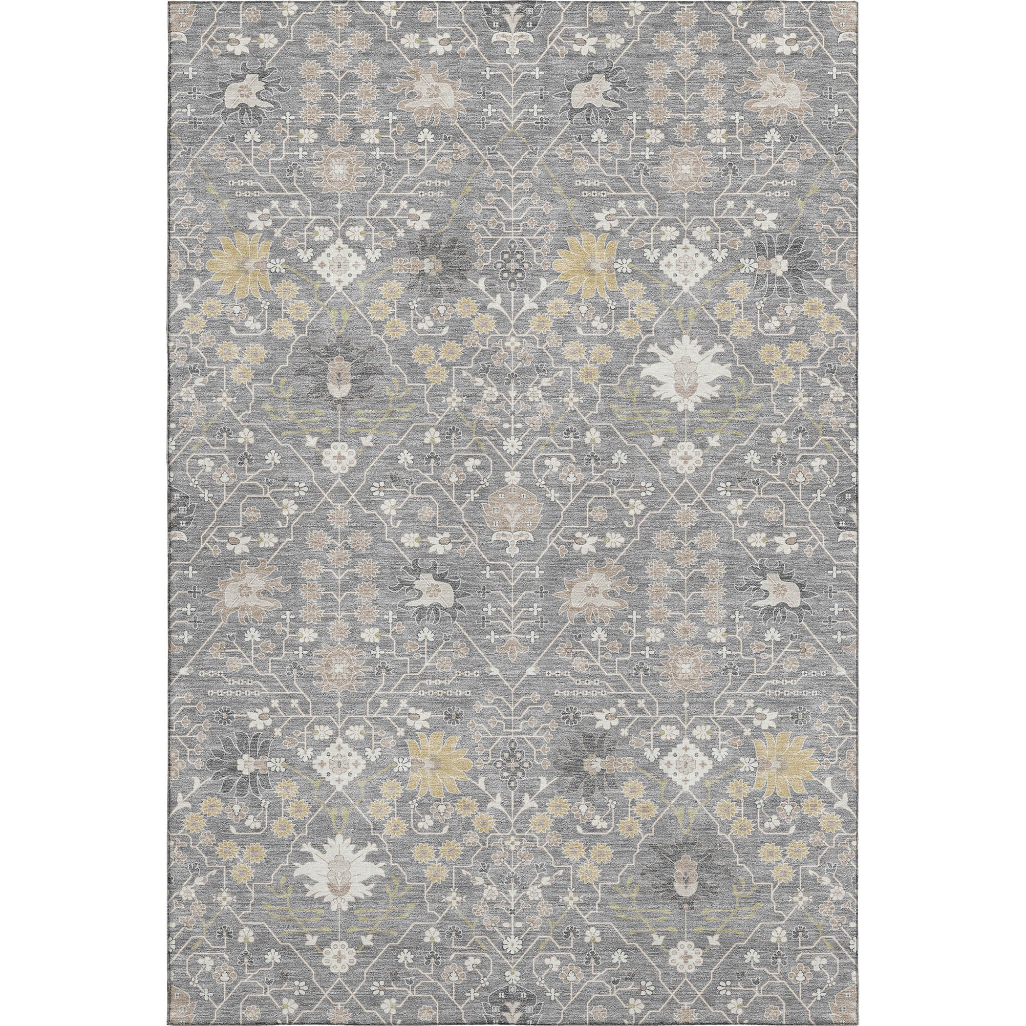 Colombo Machine Washable Traditional Gray Rug 2'6" x 3'10" #shape_Rectangle