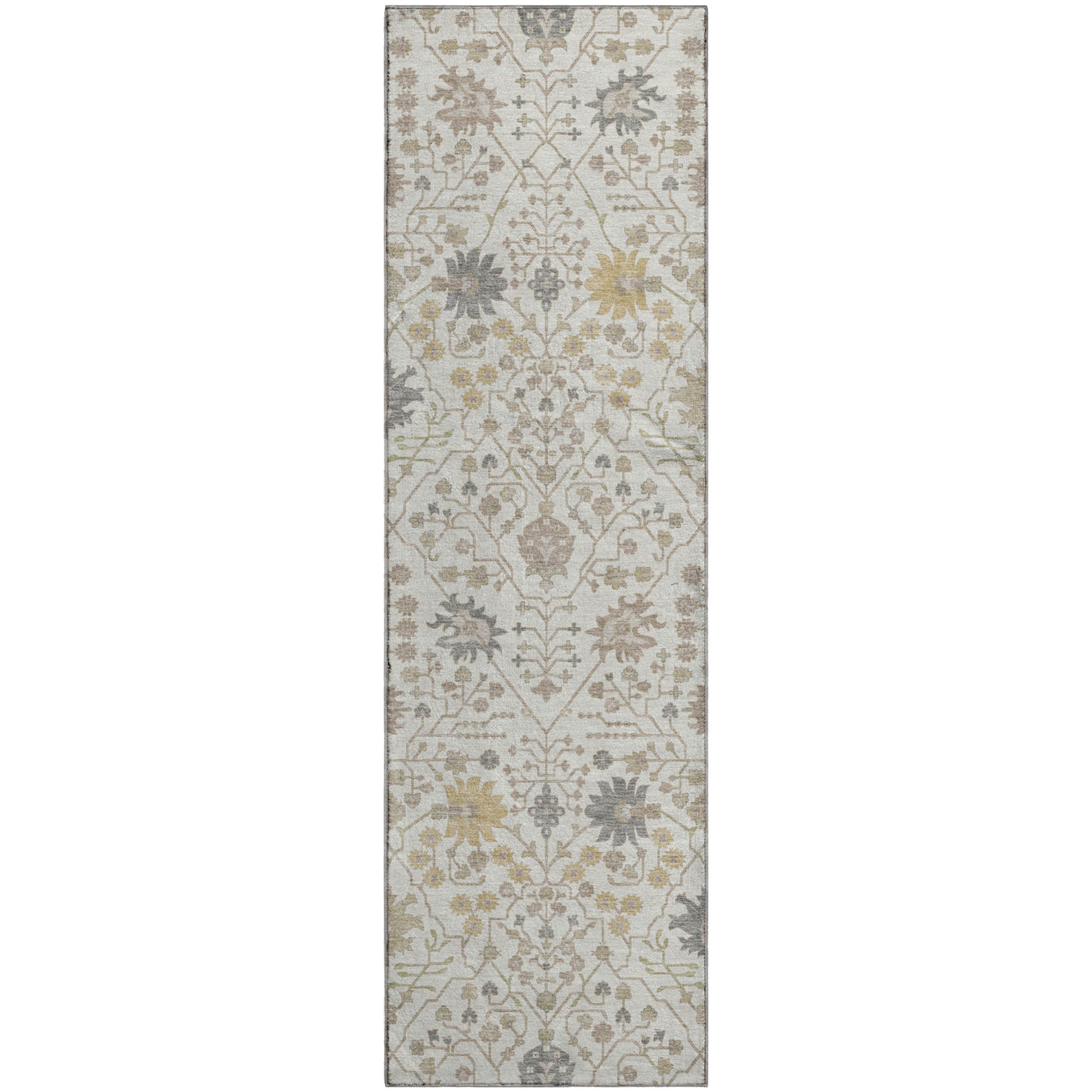 Colombo Machine Washable Traditional Ivory Rug 2'3" x 7'6" #shape_Runner