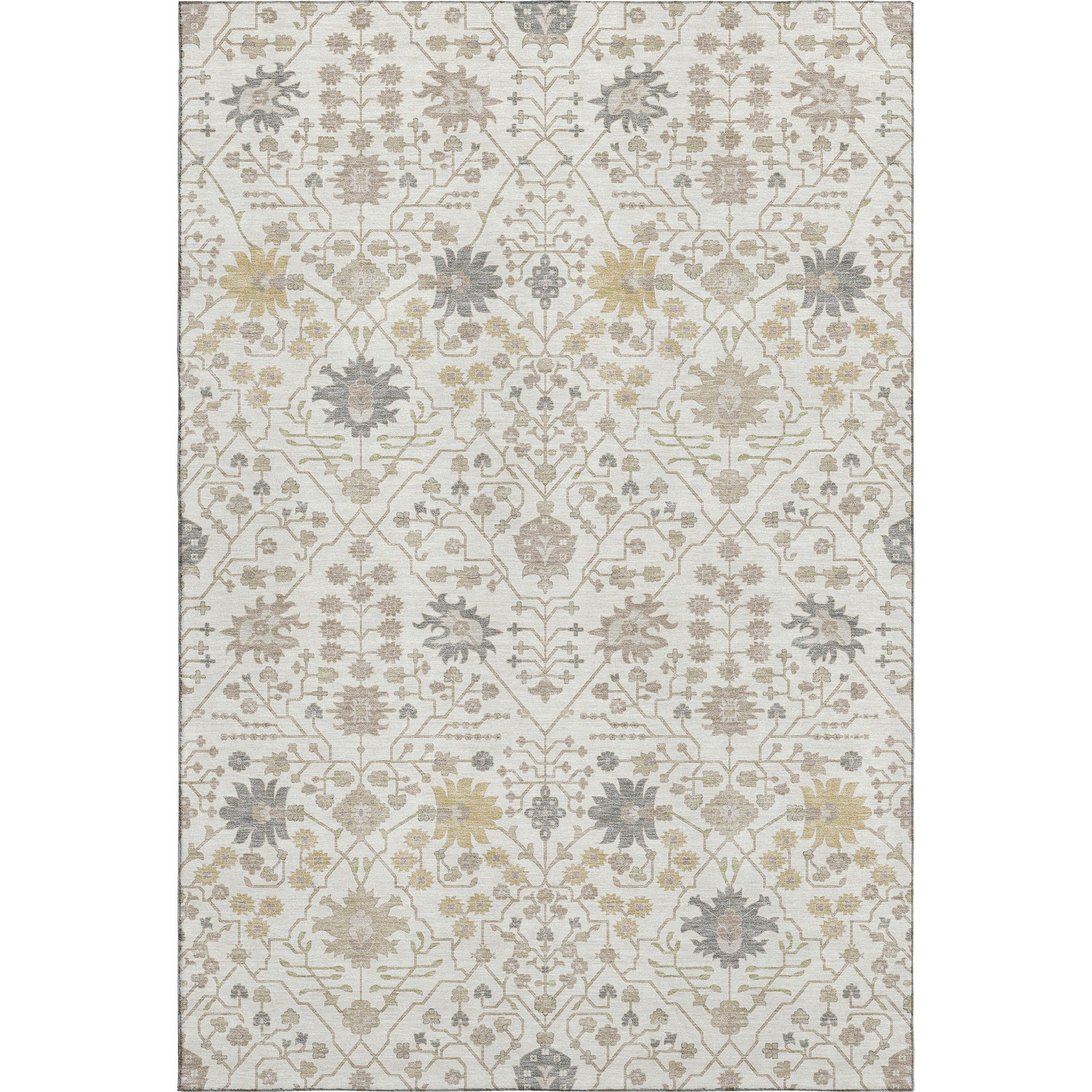 Colombo Machine Washable Traditional Ivory Rug 2'6" x 3'10" #shape_Rectangle